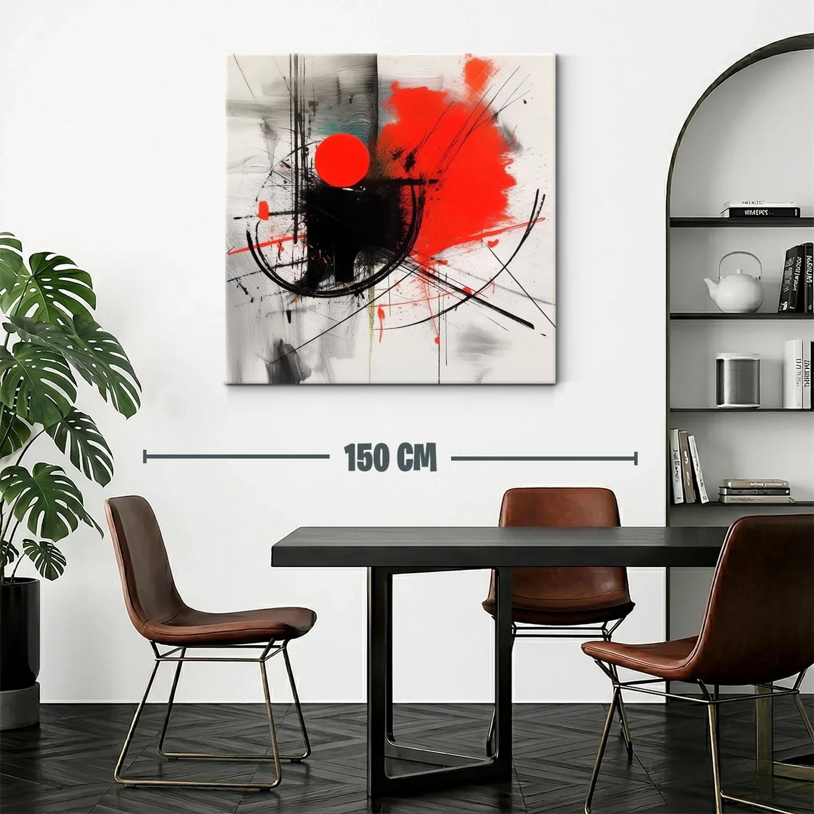 Composición abstracta con círculos rojos y trazos dinámicos — miniatura 2