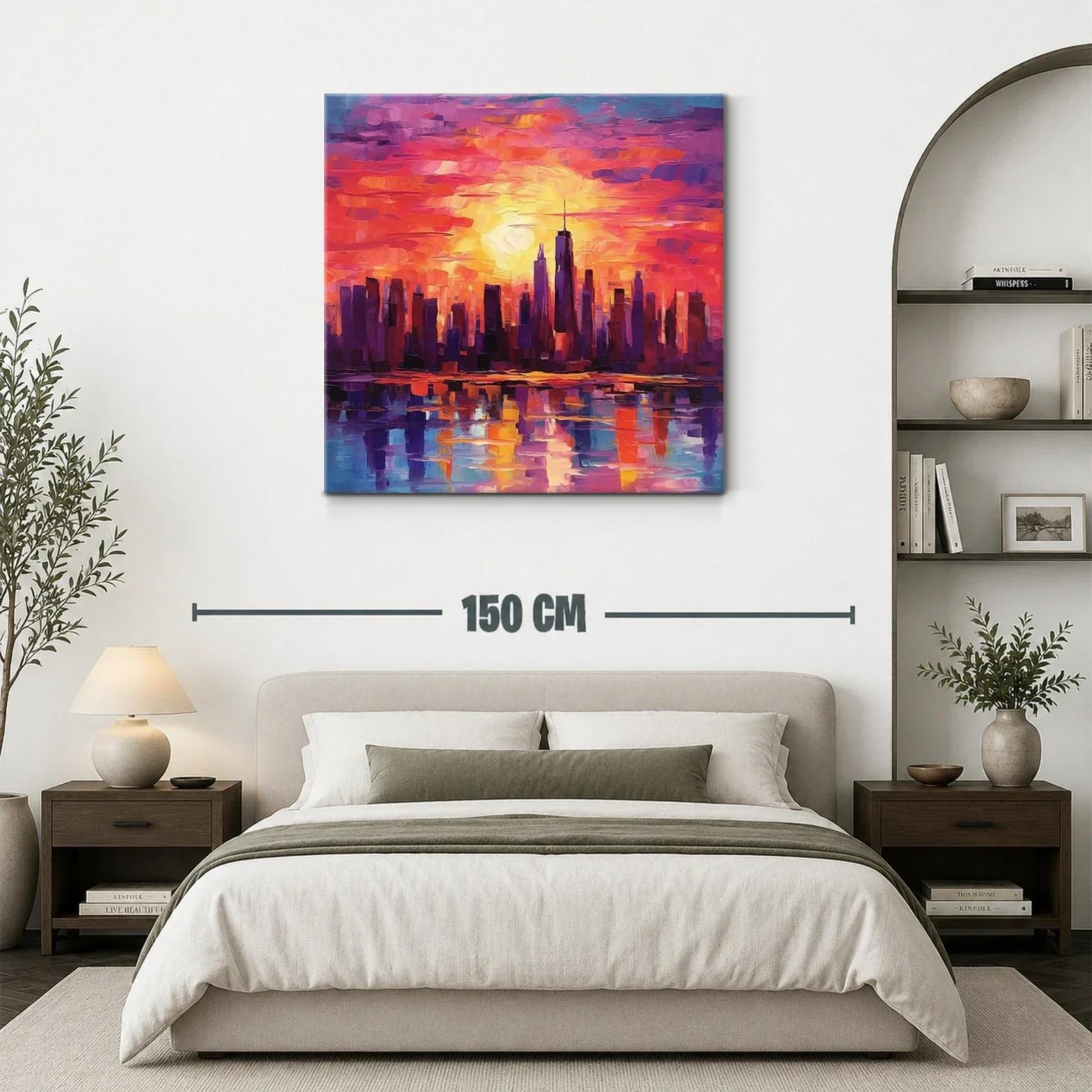 Atardecer vibrante sobre una ciudad moderna y reflejos sorprendentes — miniatura 3