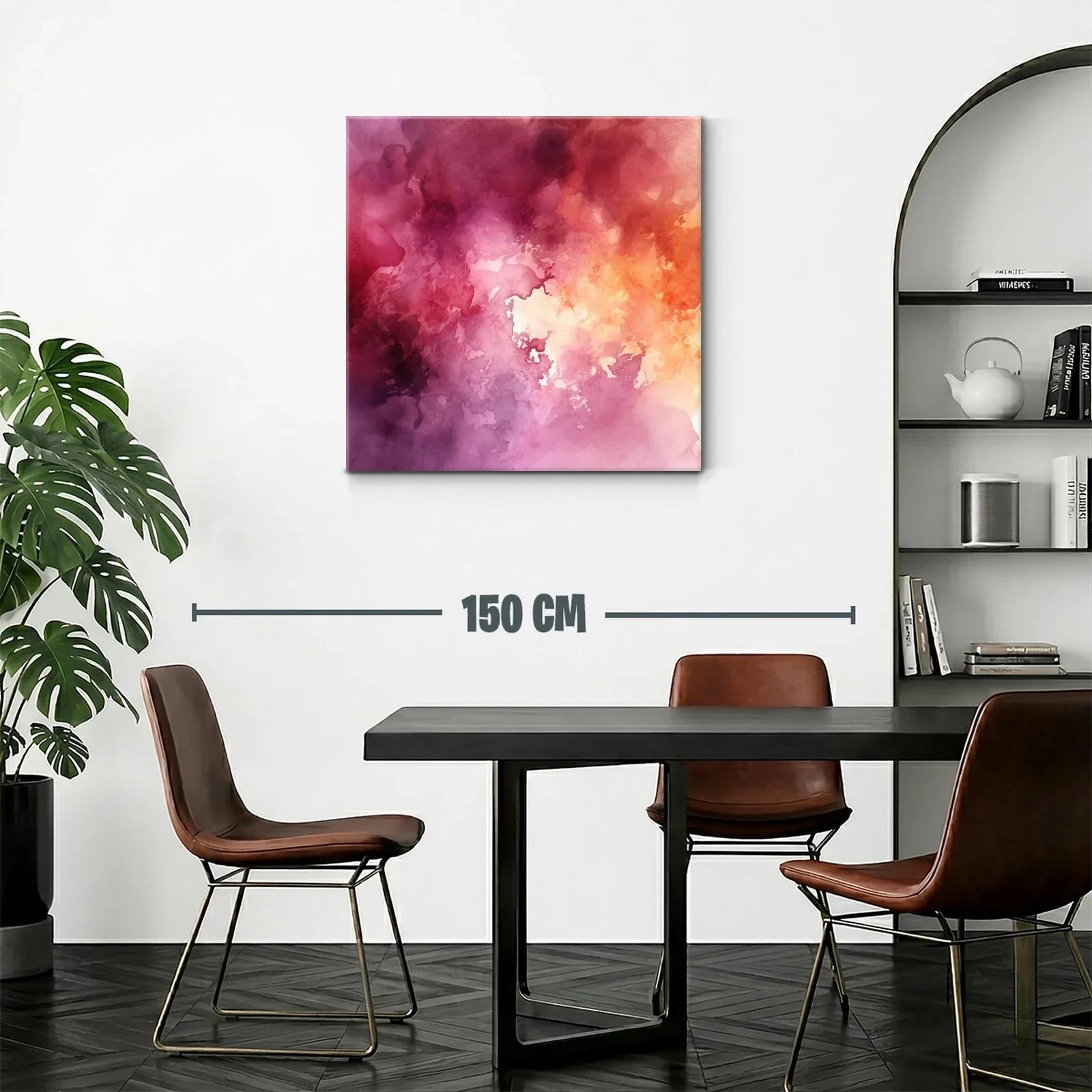 Cuadro abstracto con tonos cálidos y violetas intensos — miniatura 2