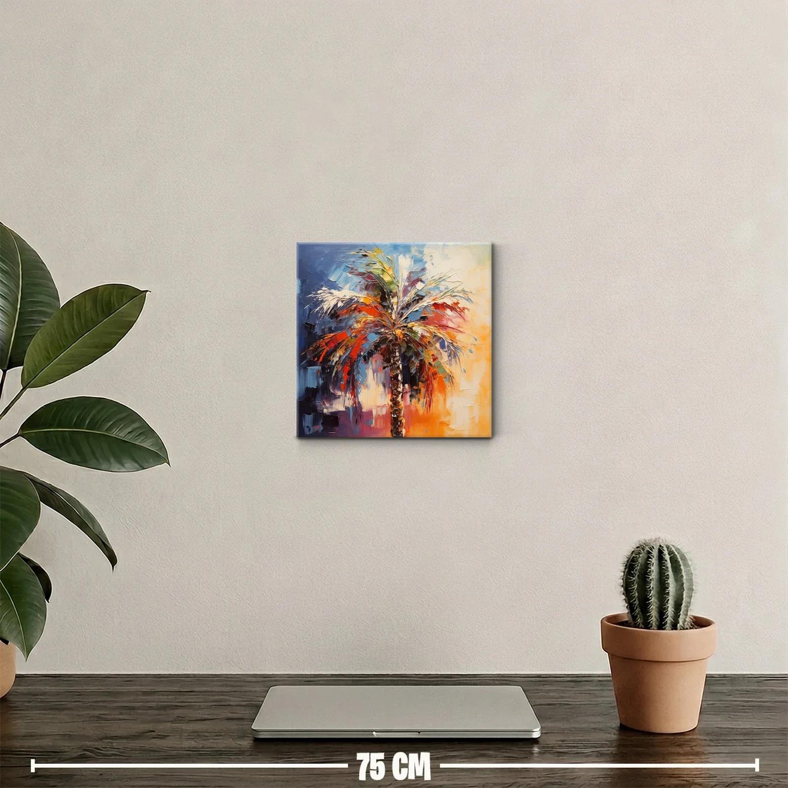 Cuadro colorido con palmera vibrante y energética — miniatura 2