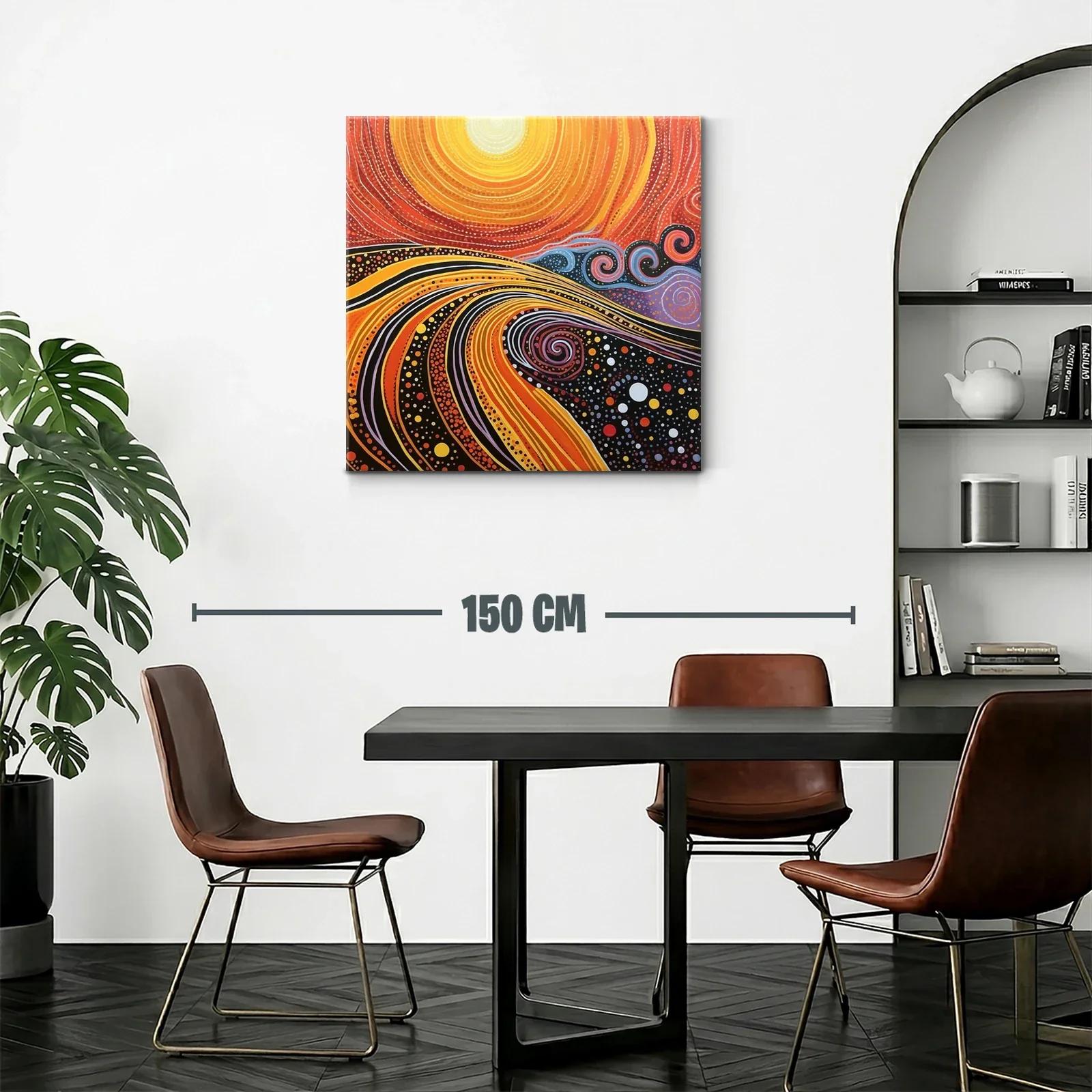 Cuadro abstracto con espirales y ondas en tonos cálidos — miniatura 2