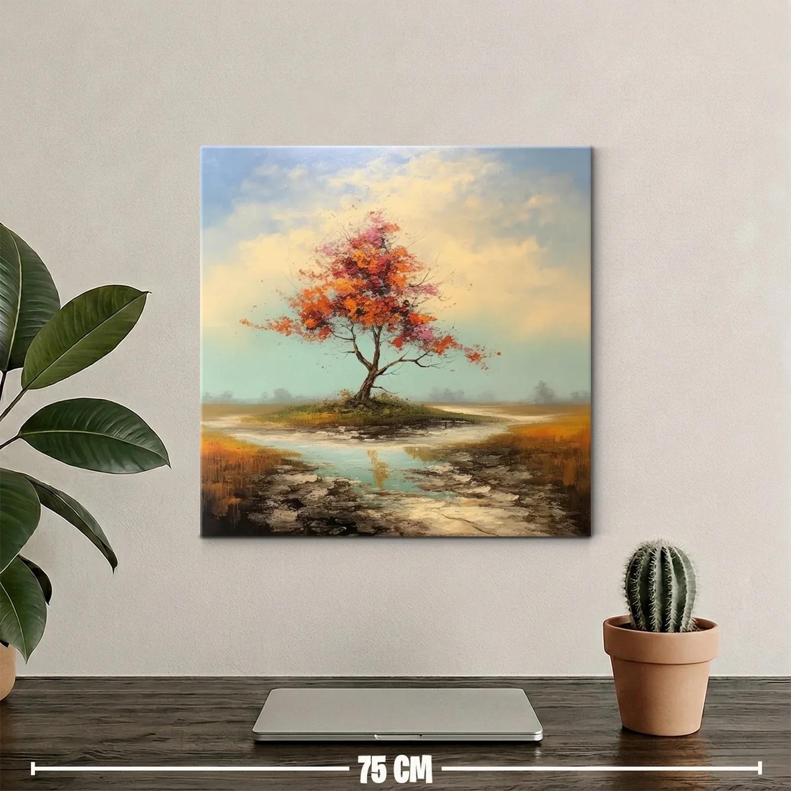 Árbol solitario con tonos otoñales y reflejos de agua — miniatura 2
