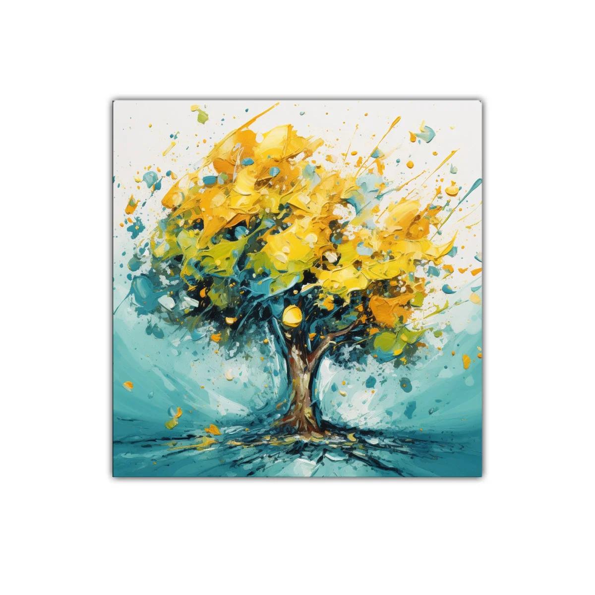 Árbol vibrante en tonos amarillos y azules — imagen principal