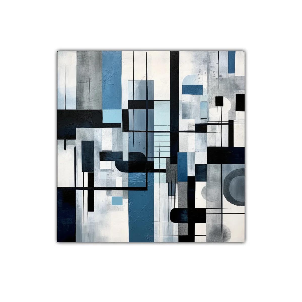 Arte abstracto con tonos azules y grises para decoración moderna