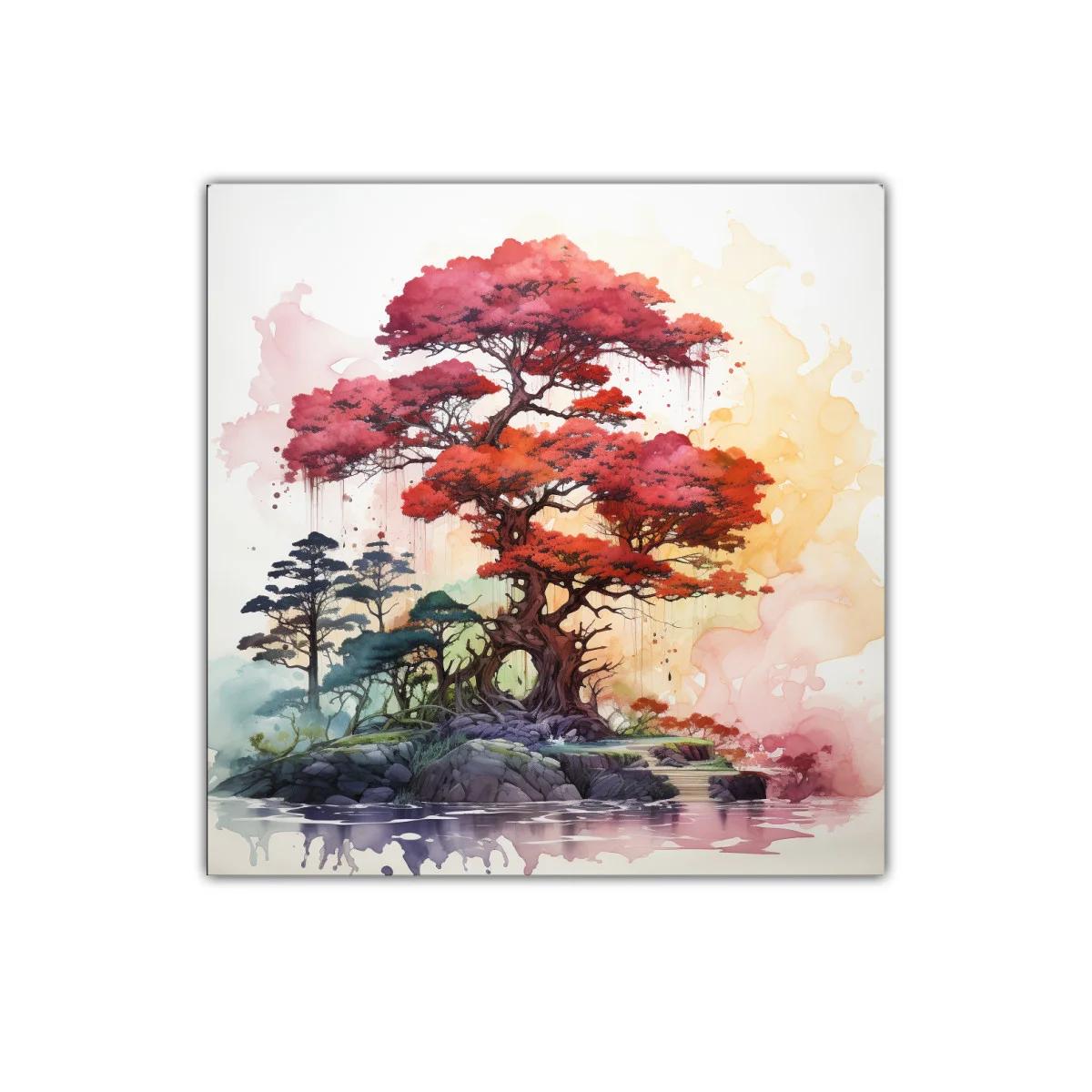 Árboles en tonos cálidos con reflejo en el agua — imagen principal