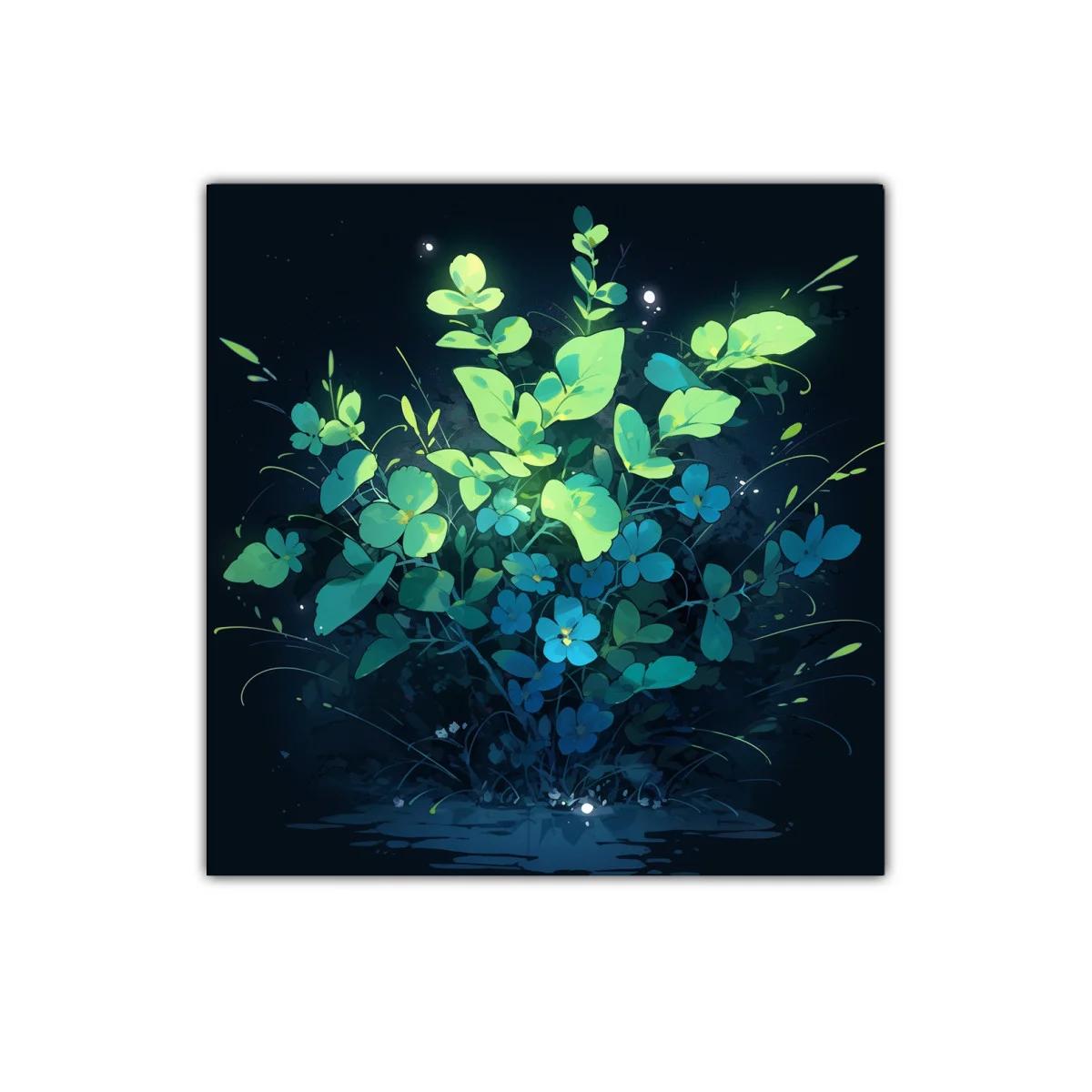 Ramo luminoso de flores y hojas verdes sobre fondo oscuro — imagen principal