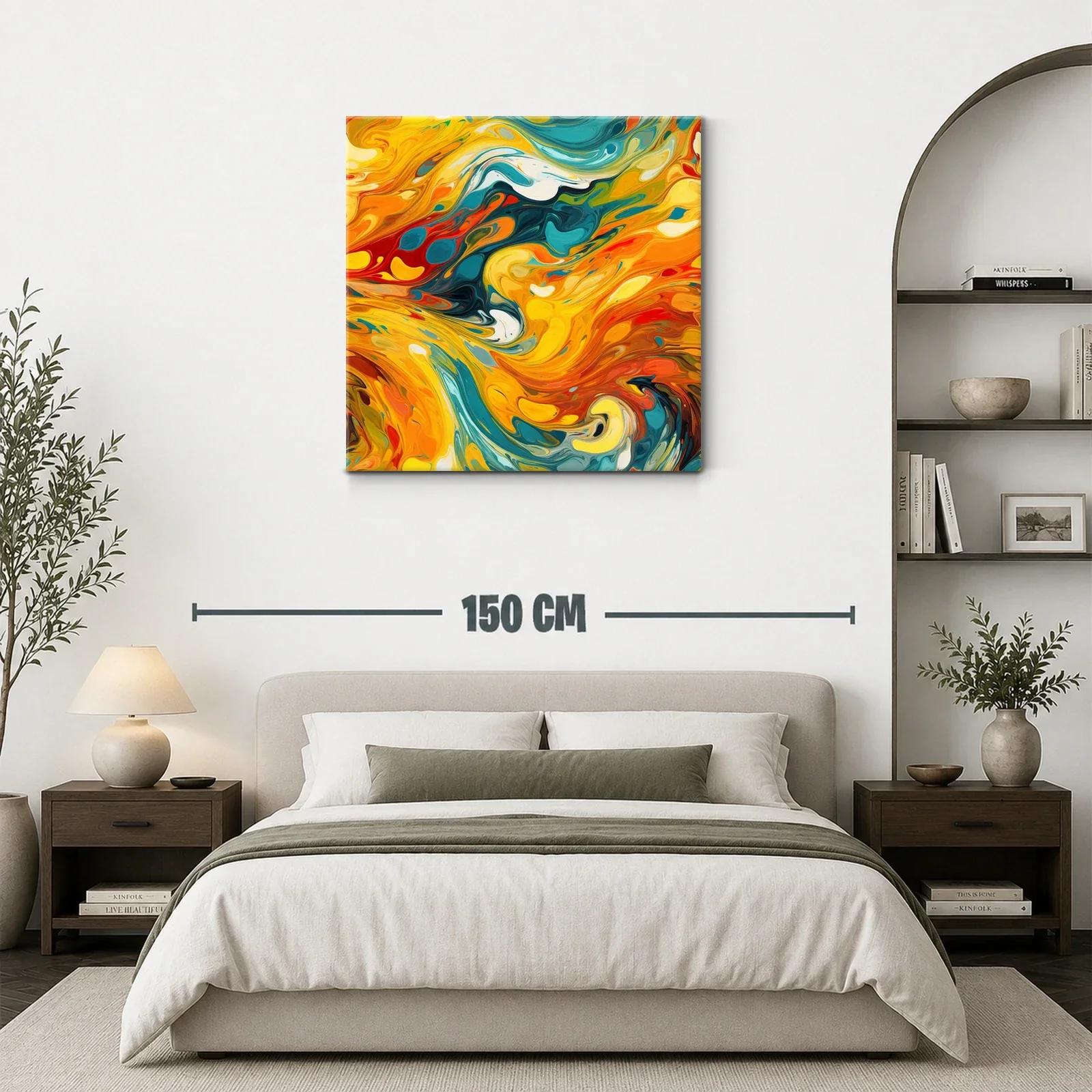 Arte abstracto dinámico con tonos cálidos y fríos vibrantes — miniatura 3