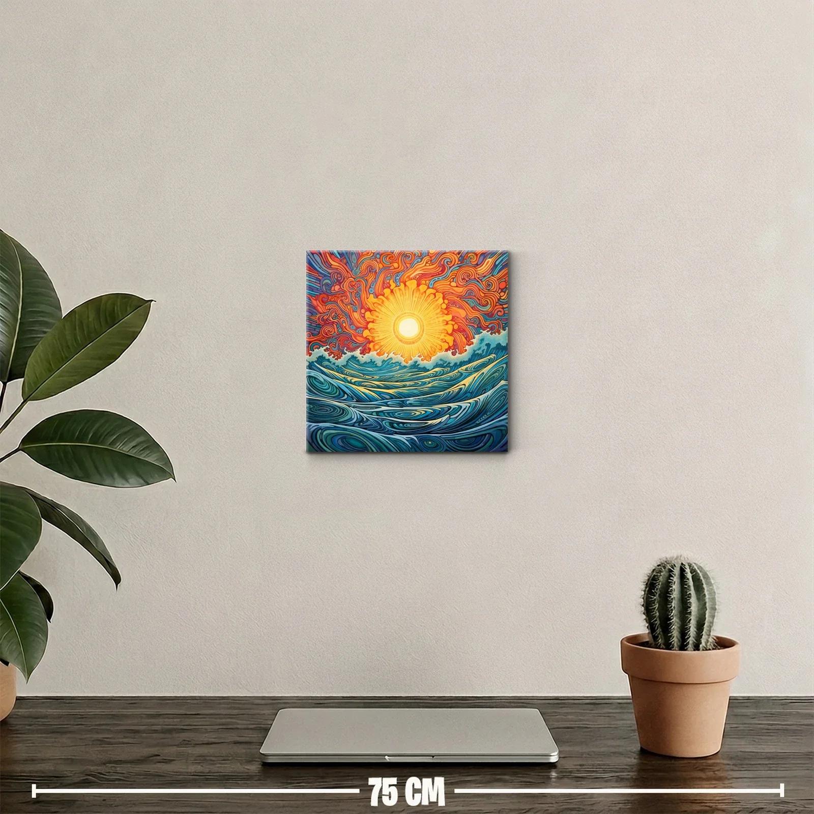Sol radiante entre olas vibrantes de colores intensos — miniatura 2