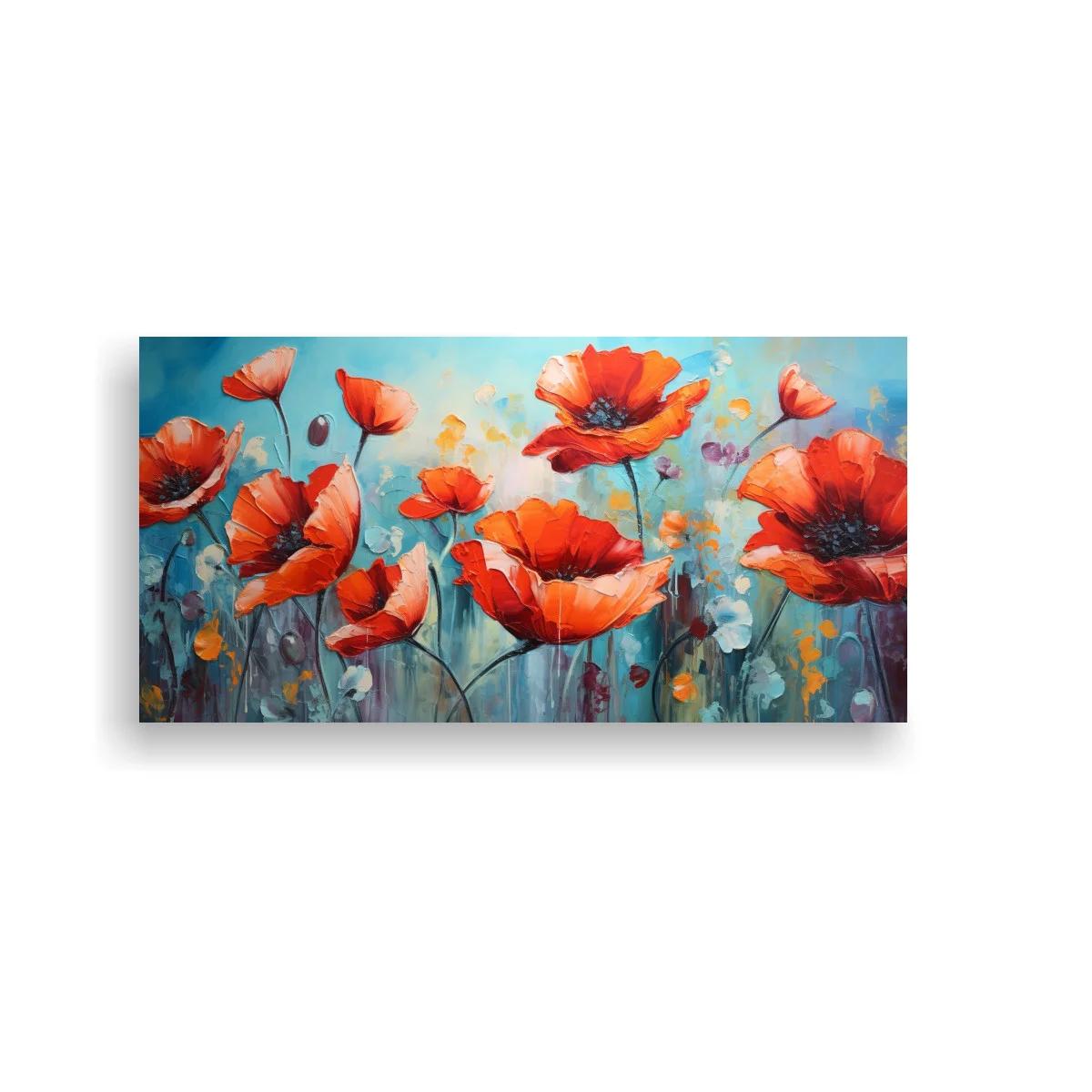 Cuadro amapolas rojas en ramo horizontal