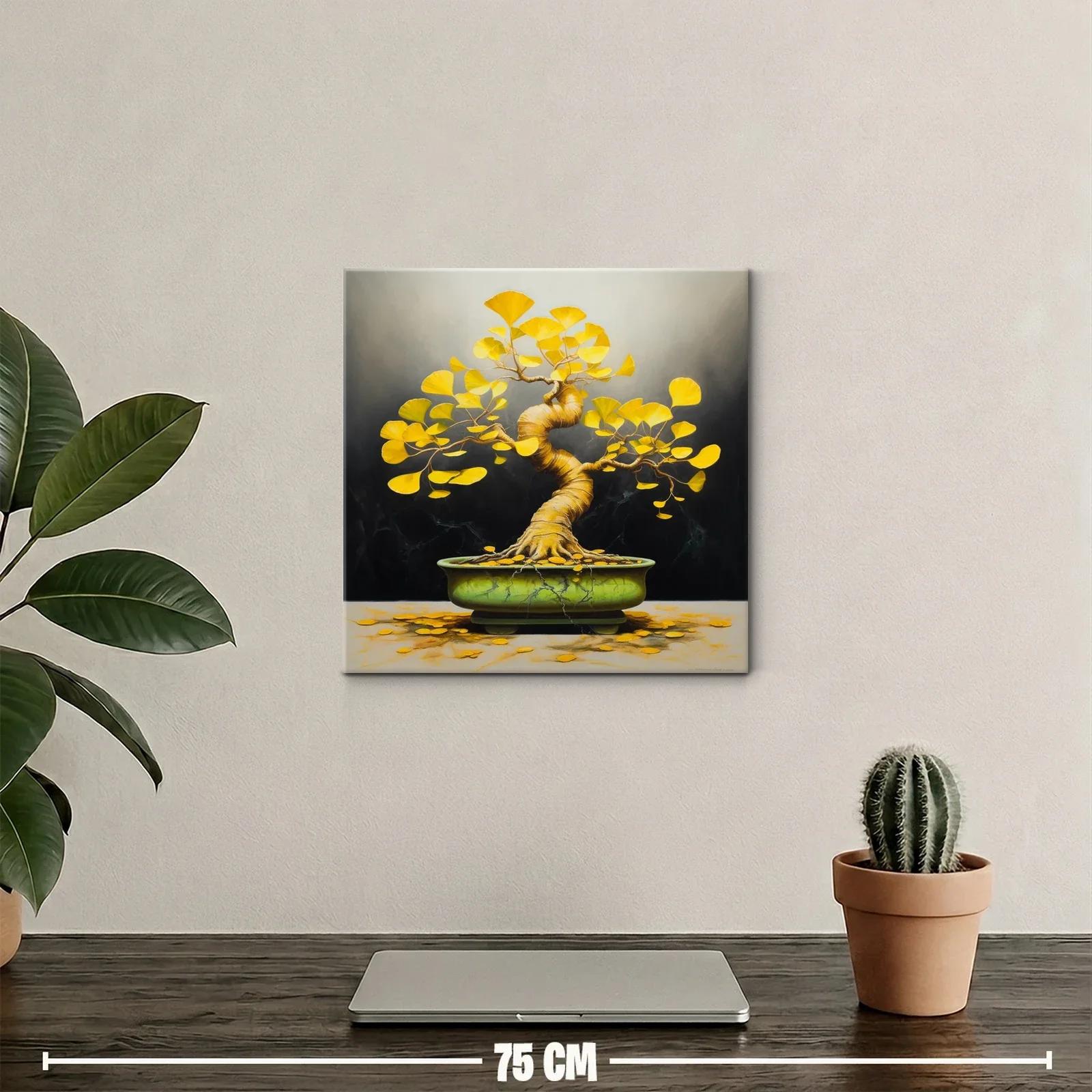 Árbol de Ginkgo con hojas doradas y maceta verde — miniatura 2