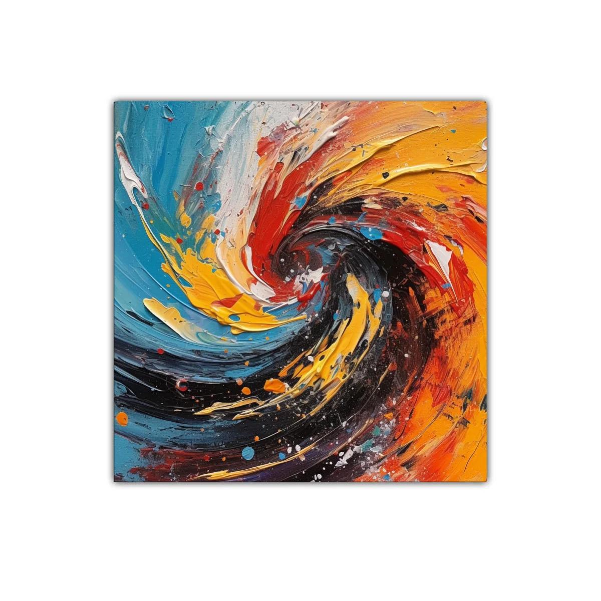 Cuadro vibrante con remolino de colores intensos y dinámicos