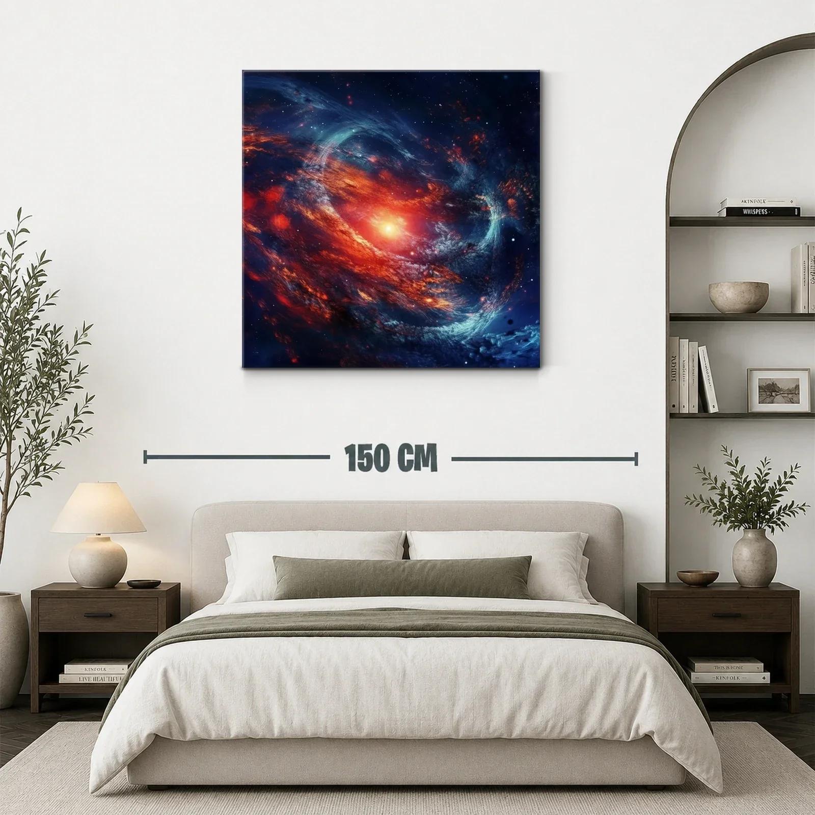 Cuadro artístico de galaxia en vibrantes tonos rojos y azules — miniatura 3