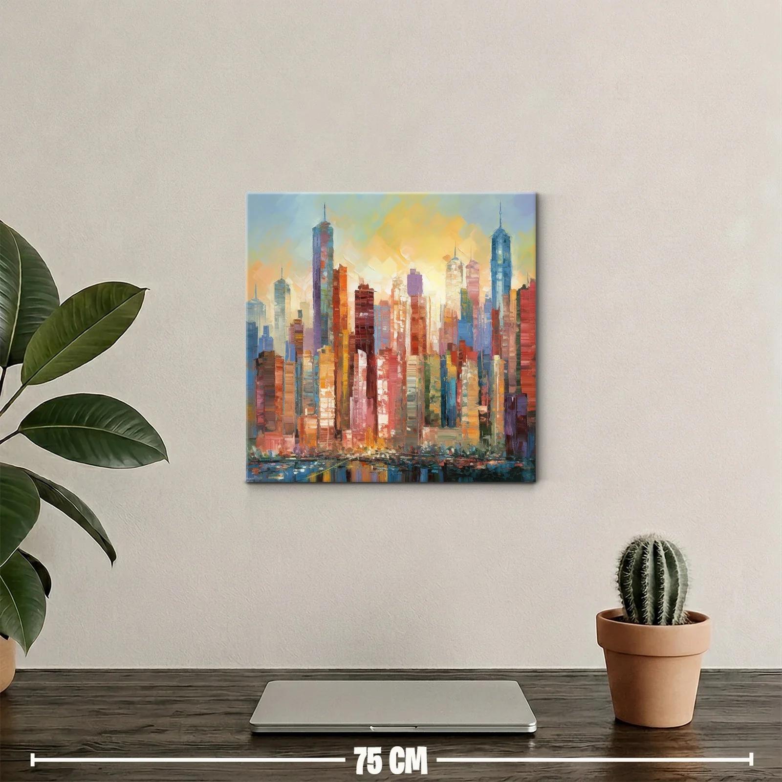 Paisaje urbano vibrante con tonos cálidos y fríos equilibrados — miniatura 2