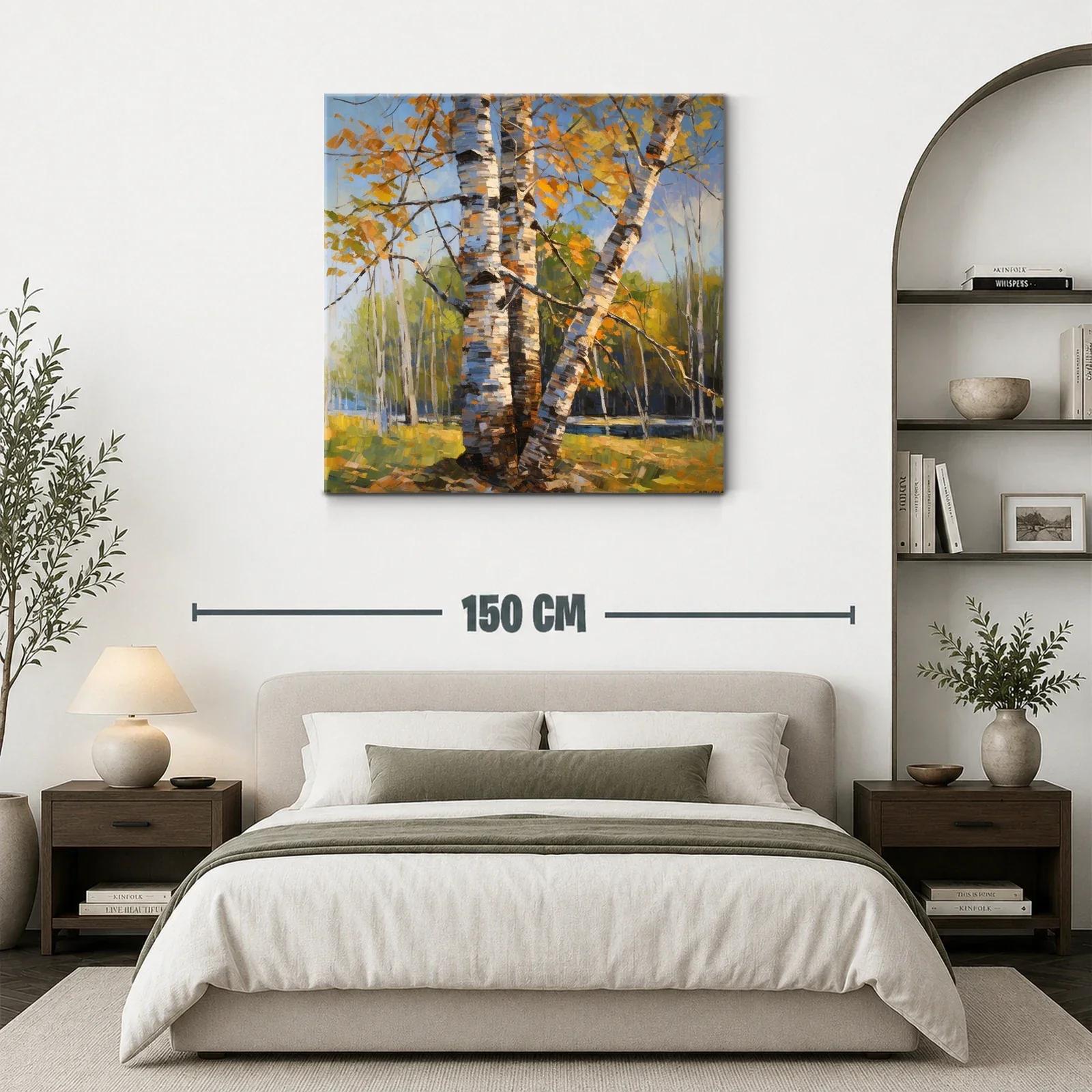 Arboleda de abedules con luz de otoño cálida — miniatura 3