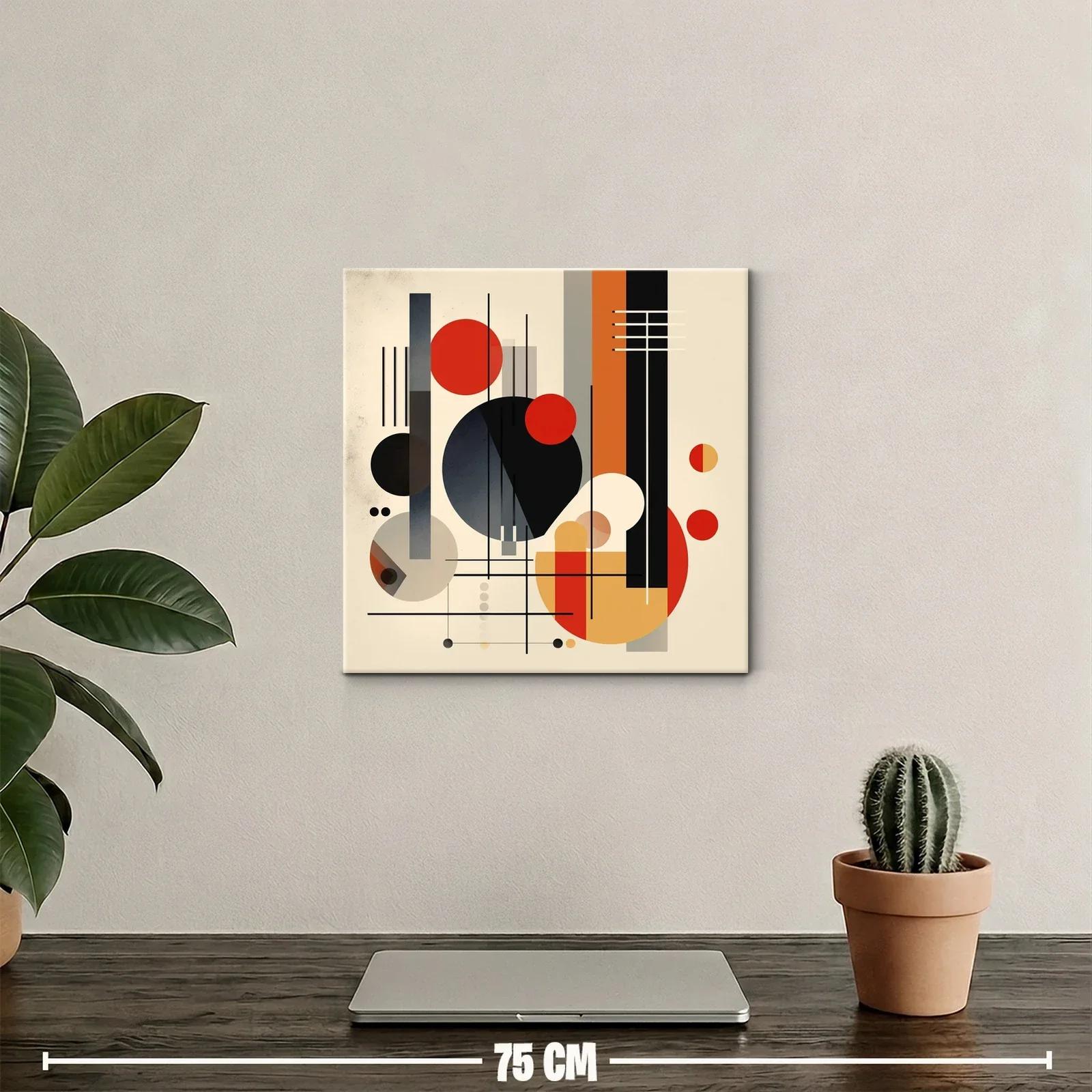 Composición abstracta con formas geométricas en tonos cálidos y negros — miniatura 2