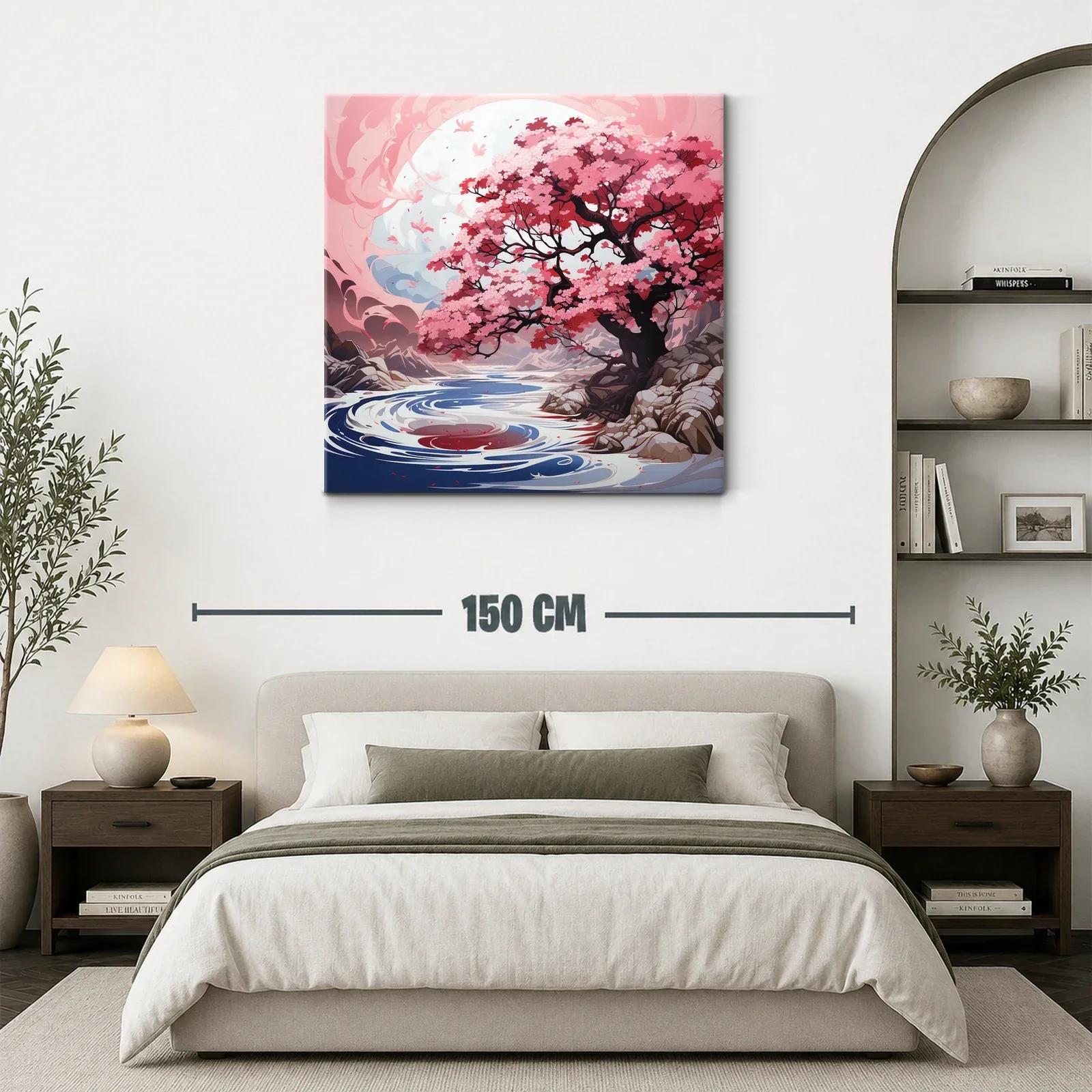 Impresionante árbol de flores rojas junto a río sereno — miniatura 3