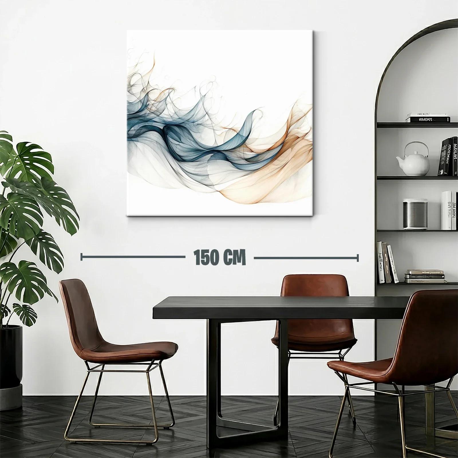 Arte abstracto con suaves ondas en tonos azules y beige — miniatura 2