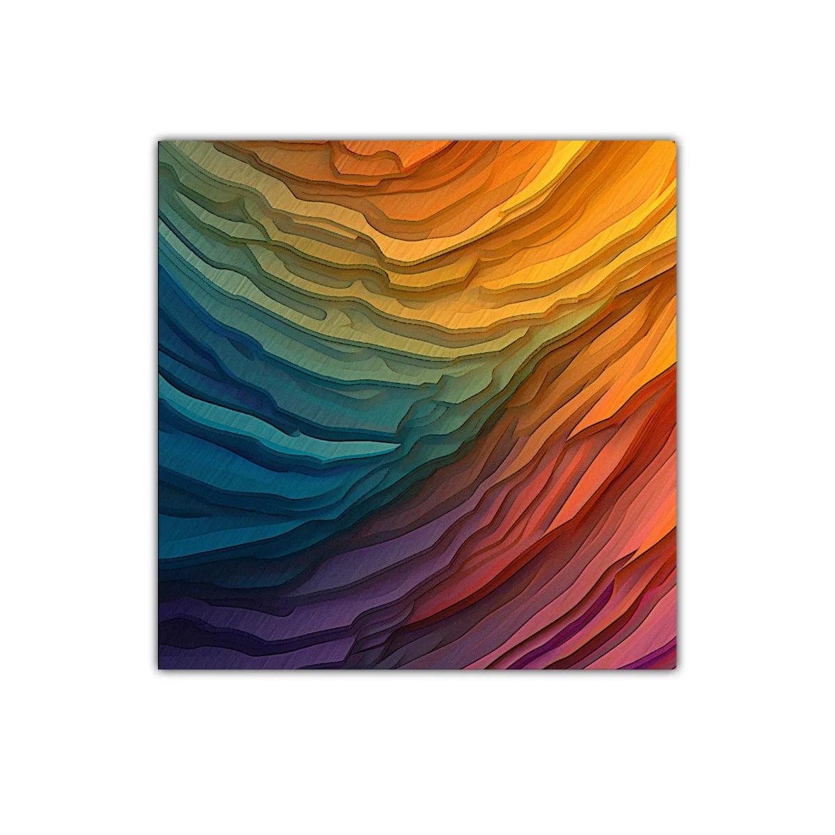 Cuadro decorativo con ondas y tonos cálidos y fríos