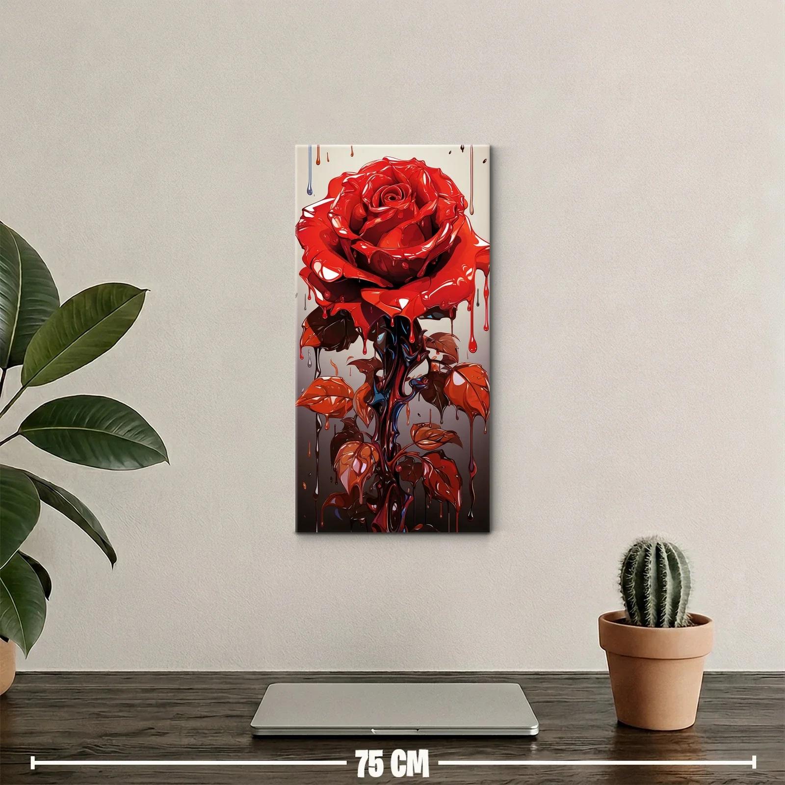 Cuadro rosa roja con efecto goteante — miniatura 2