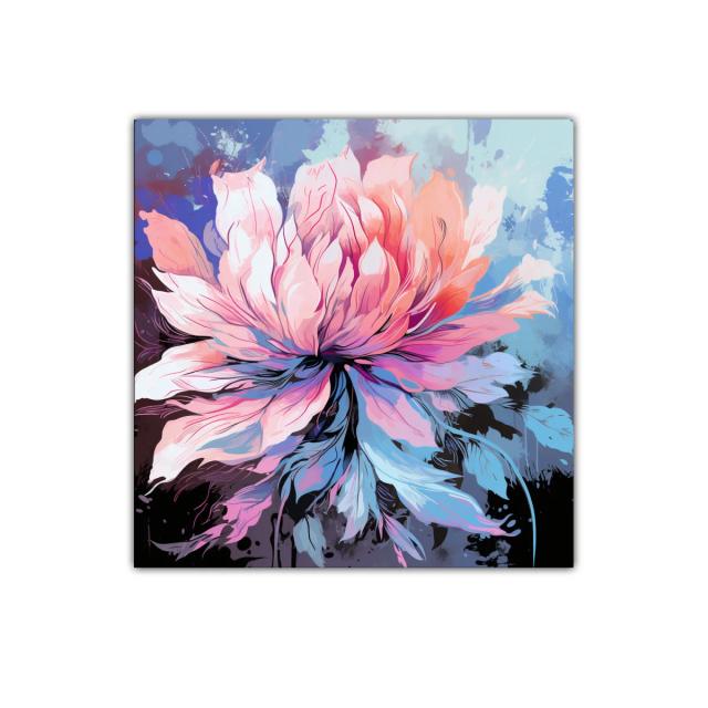 Flor de explosión cromática en tonos pastel y azules