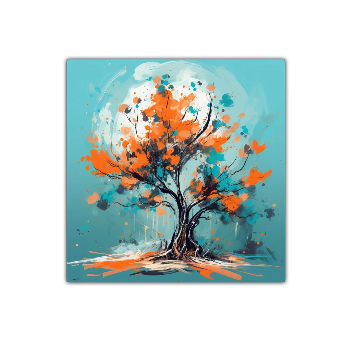 Árbol vibrante con tonos naranjas y turquesas — imagen principal