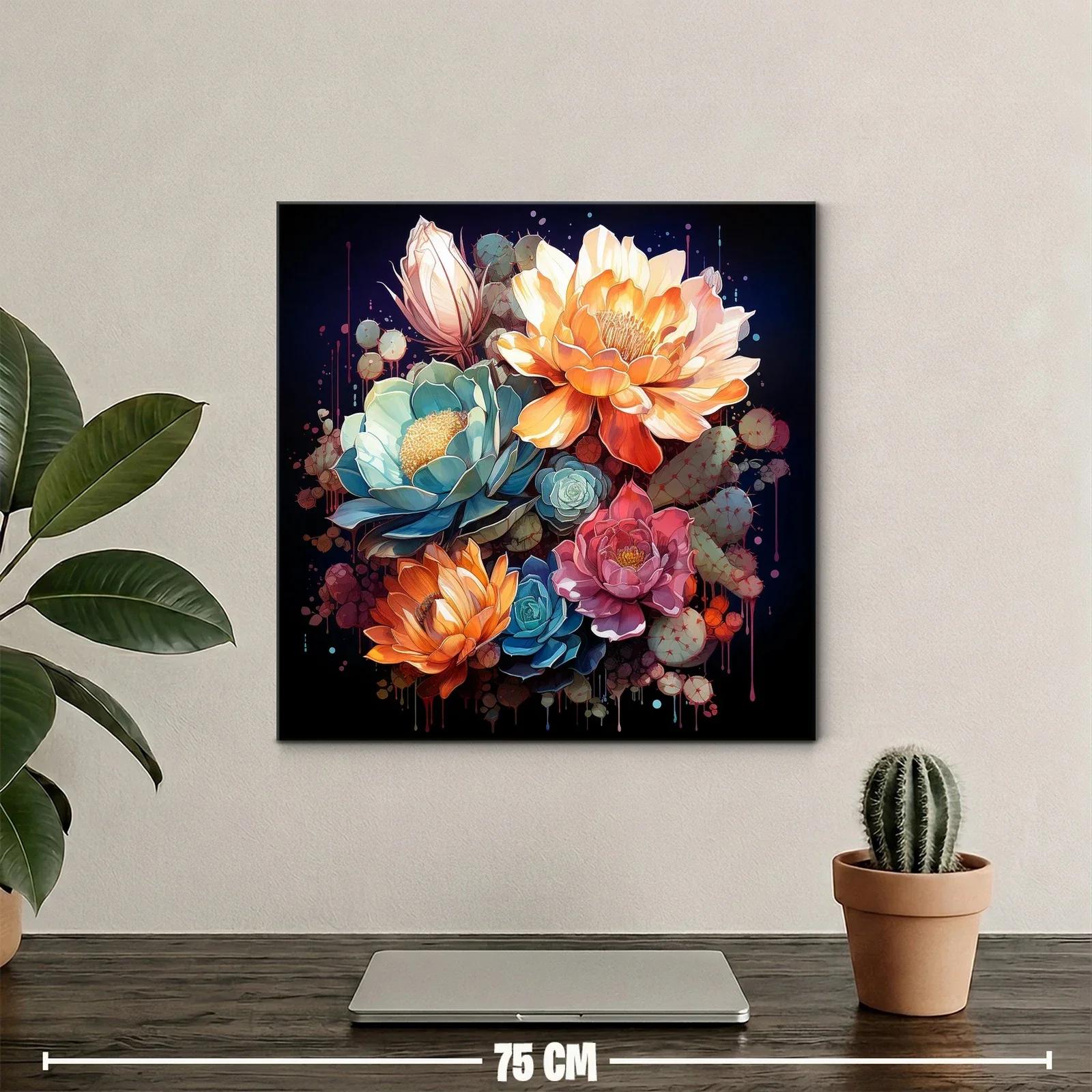 Composición de flores vibrantes con tonos cálidos y fríos — miniatura 2