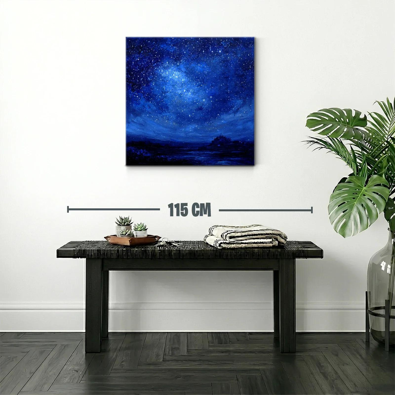 Cielo Estrellado Nocturno con Silueta de Paisaje — miniatura 2