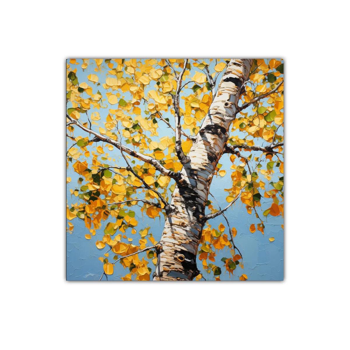 Tronco de abedul con hojas doradas en otoño — imagen principal