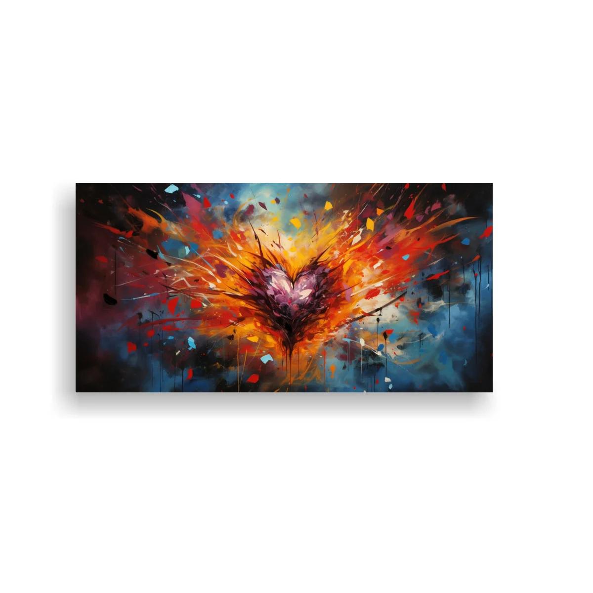 Cuadro corazón ardiente con destellos de luz