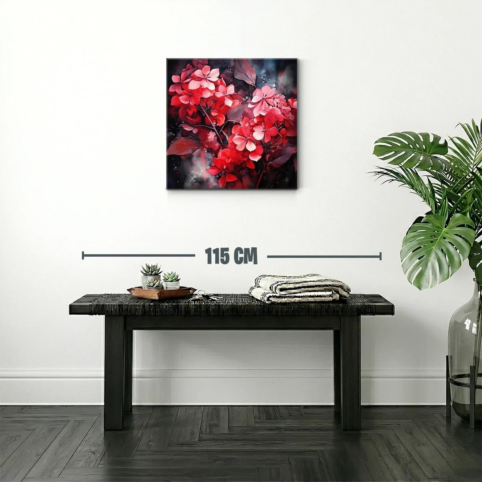 Floral vibrante en tonos rojos y rosas con fondo oscuro — miniatura 2
