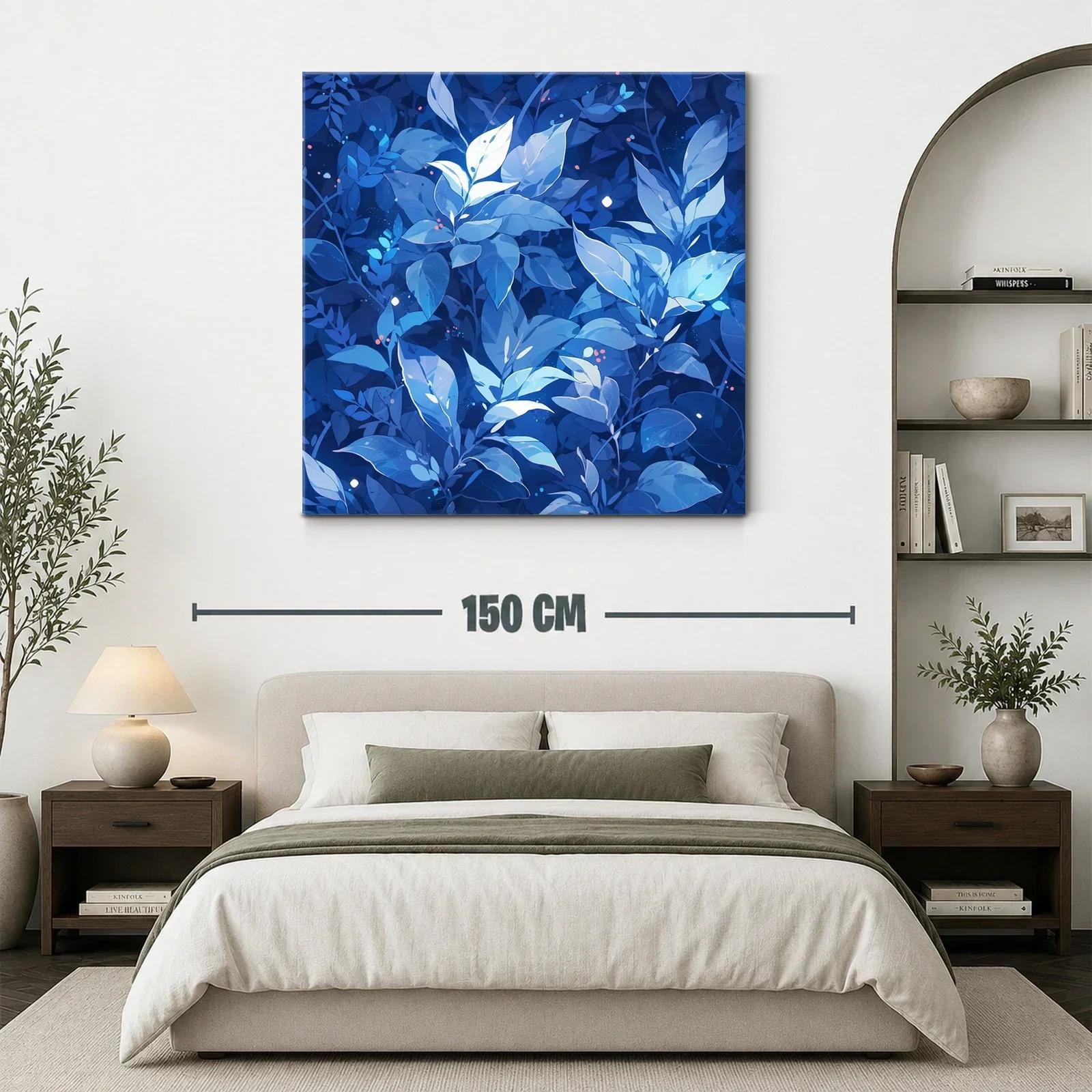 Hoja azul brillante sobre fondo oscuro con detalles luminosos — miniatura 3