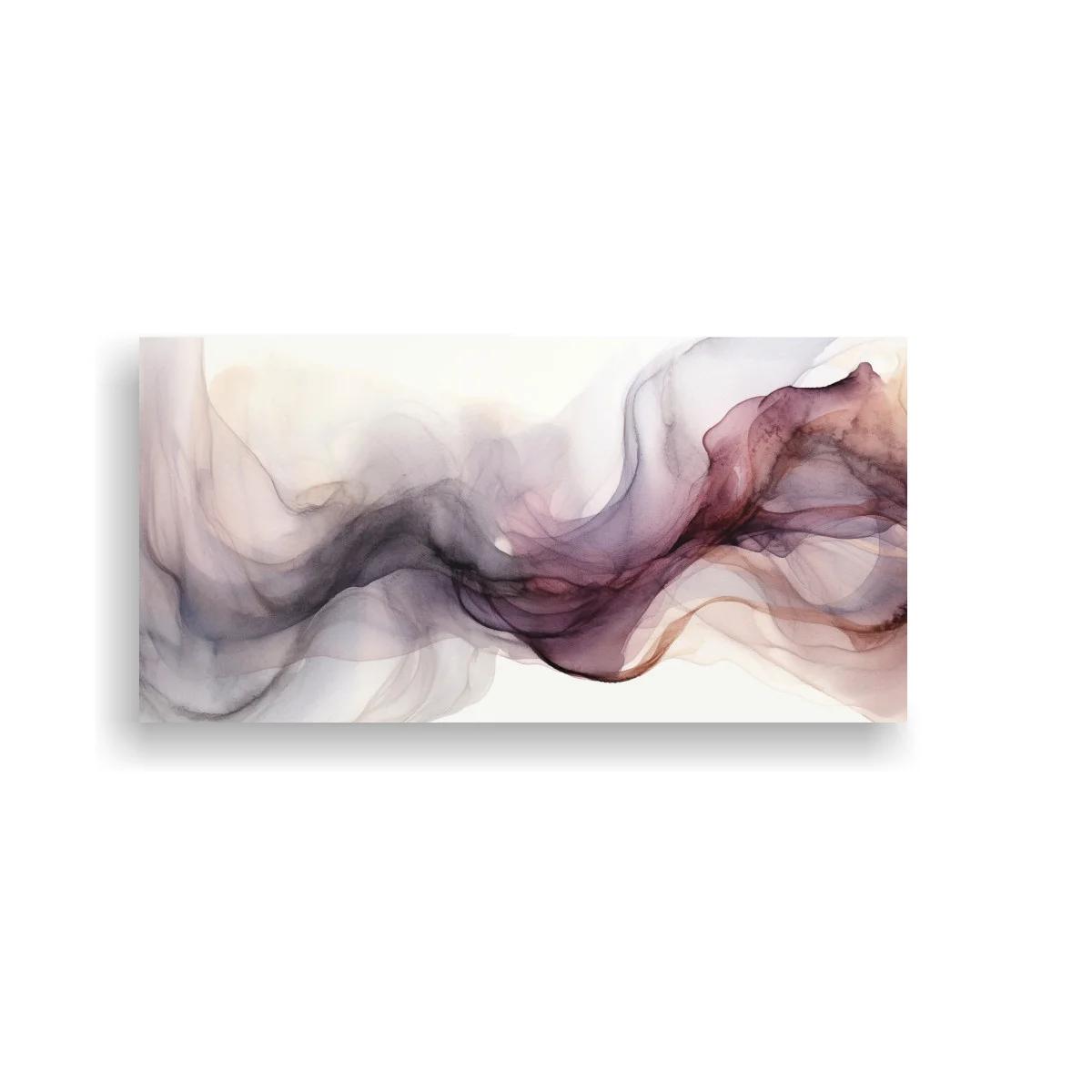 Cuadro ondas de humo abstractas en lila y malva