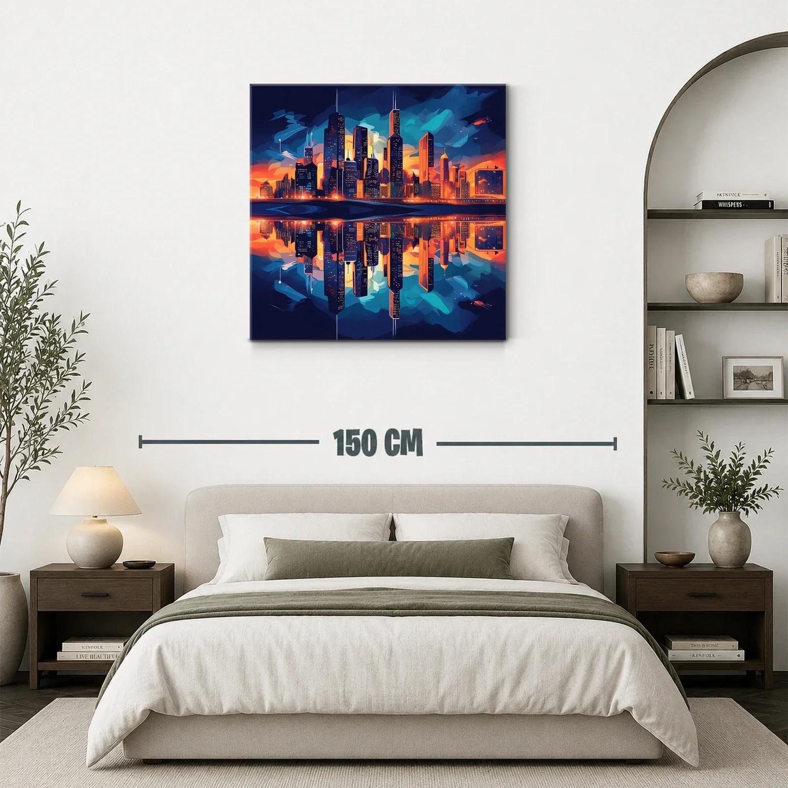 Impresionante skyline urbano al atardecer vibrante — miniatura 3