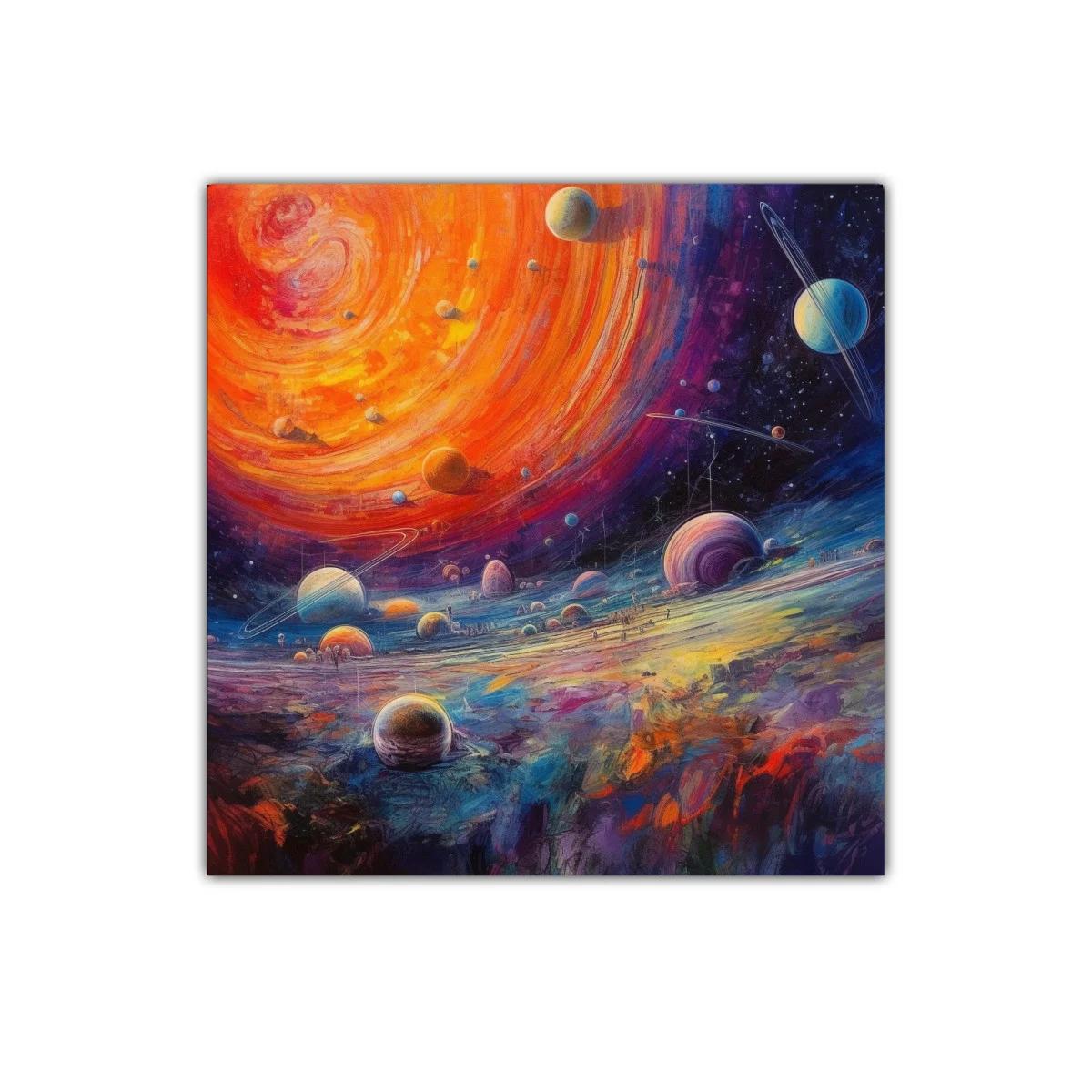 Universo Vibrante con Planetas en Movimiento