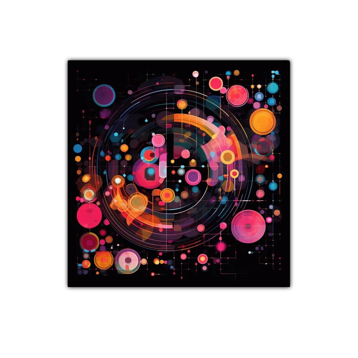 Cuadro abstracto con círculos coloridos y diseño dinámico — imagen principal