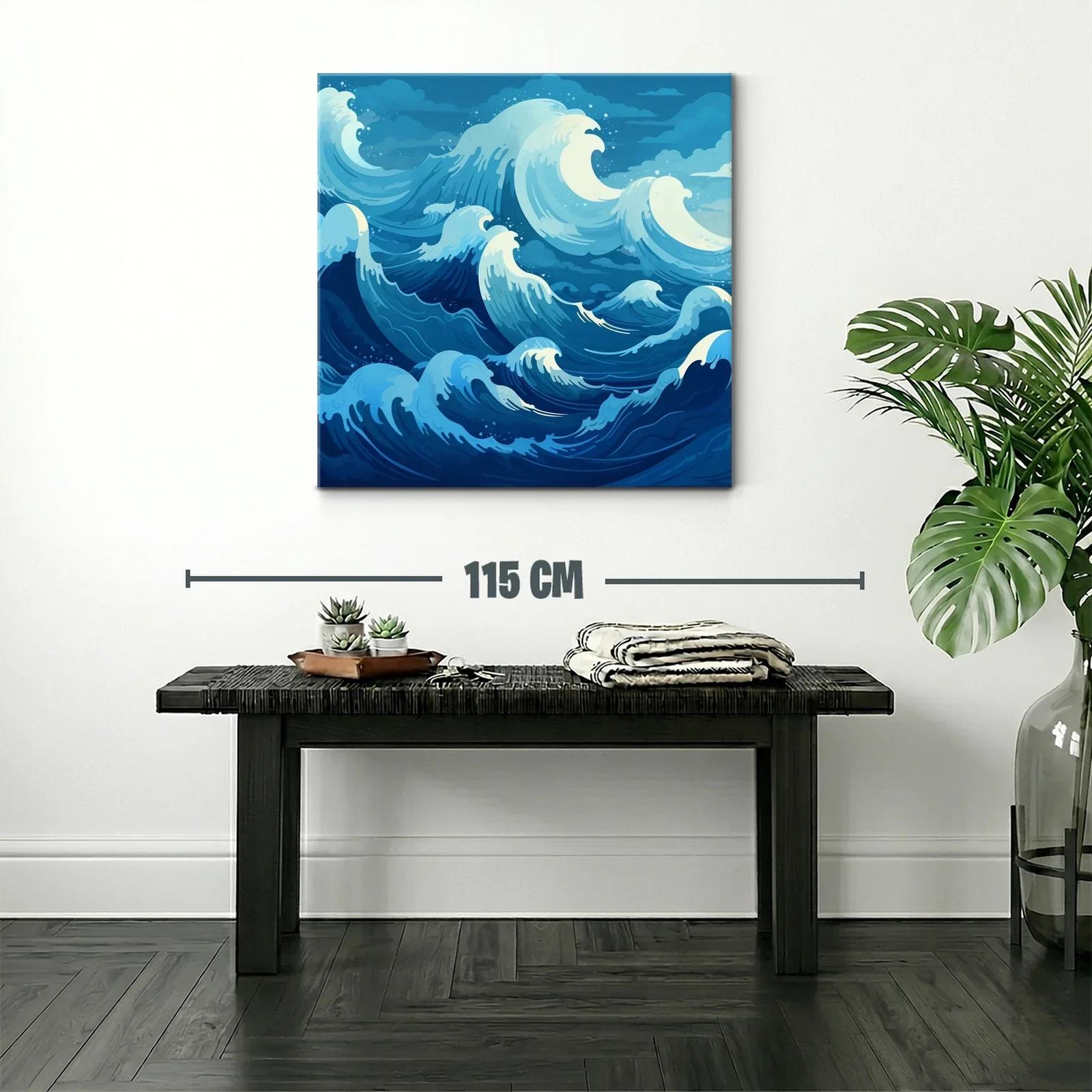 Dinámico cuadro de olas marinas en tonos azules vibrantes — miniatura 2