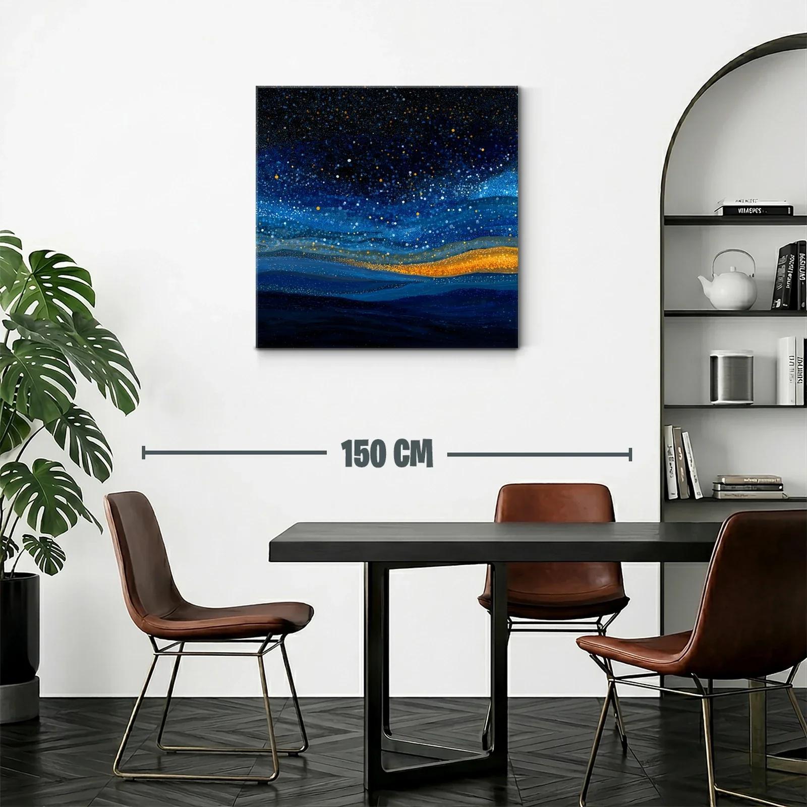 Cielo estrellado abstracto con tonos azules y dorados — miniatura 2