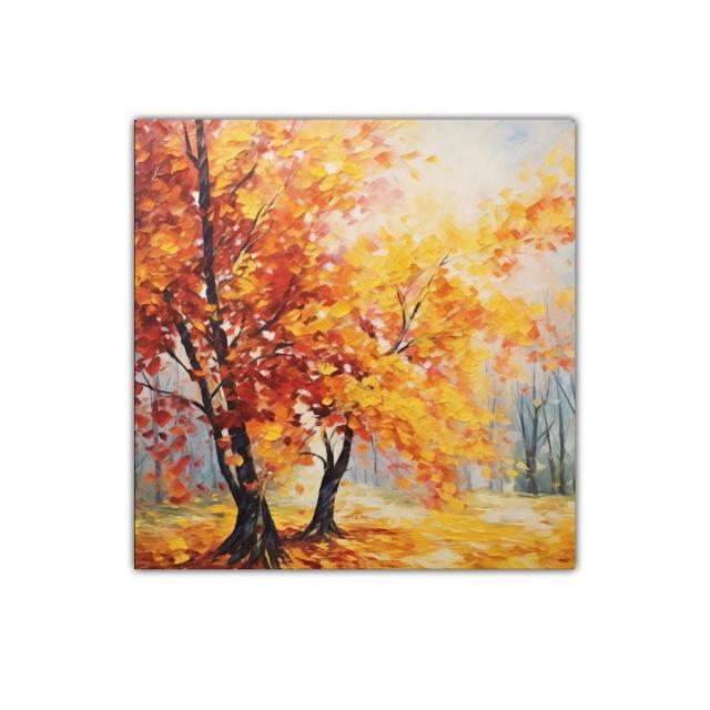 Árboles de otoño con vibrantes hojas anaranjadas y amarillas