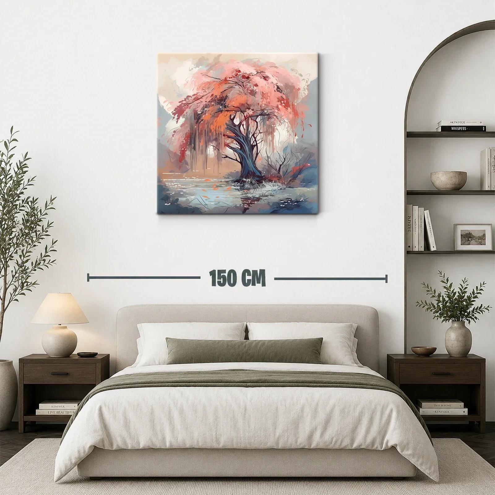 Árbol vibrante en paisaje de tonos cálidos y suaves — miniatura 3