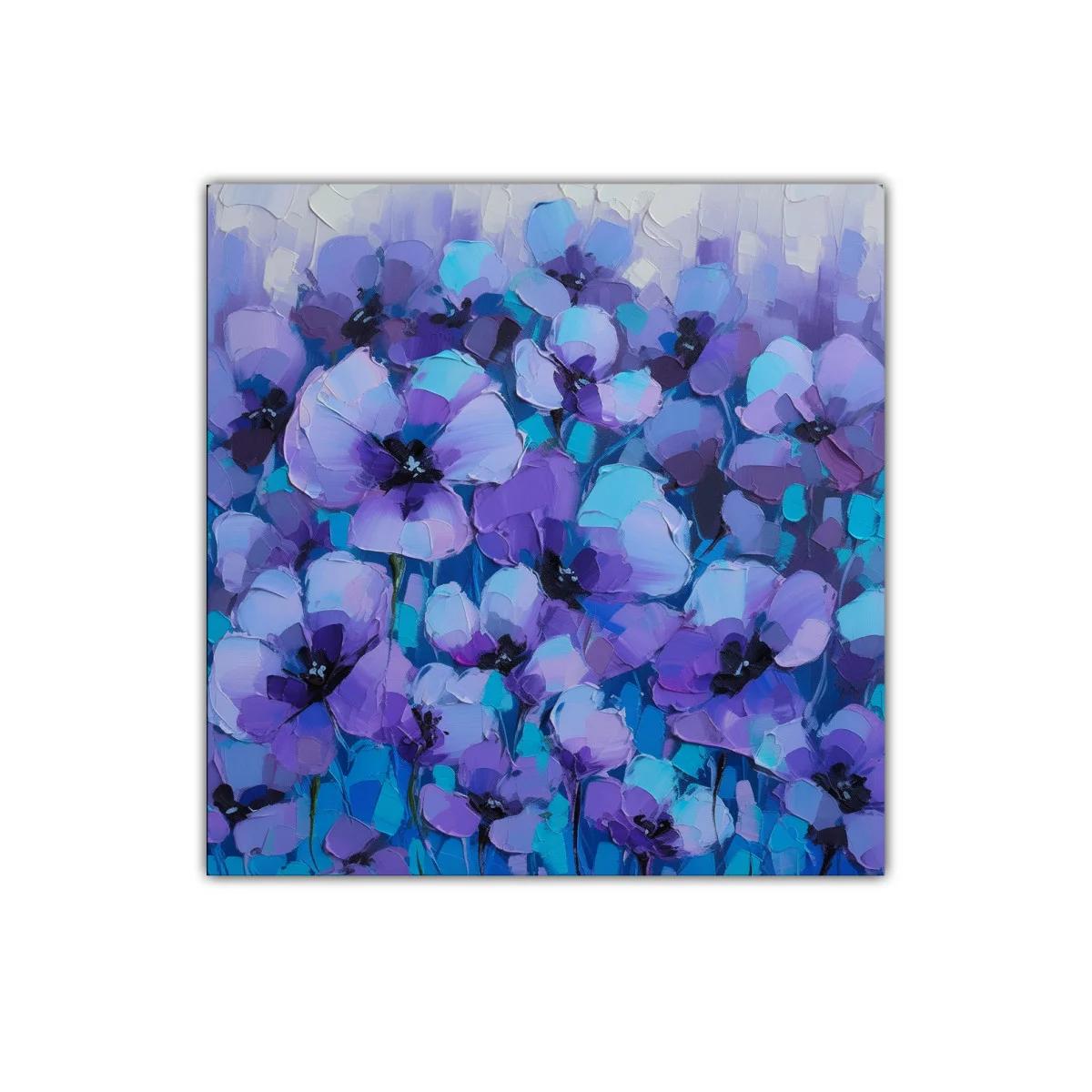 Cuadro decorativo con flores en tonos morados y azules — imagen principal