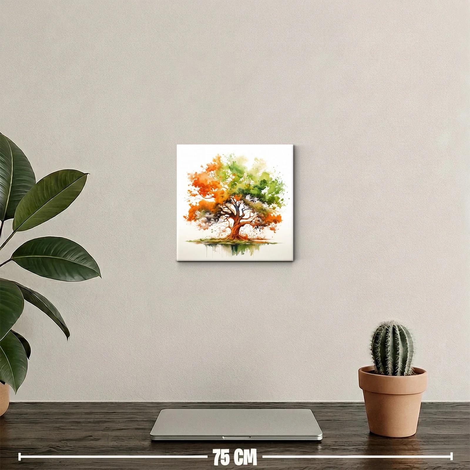 Árbol colorido con tonos otoñales y verdes vibrantes — miniatura 2