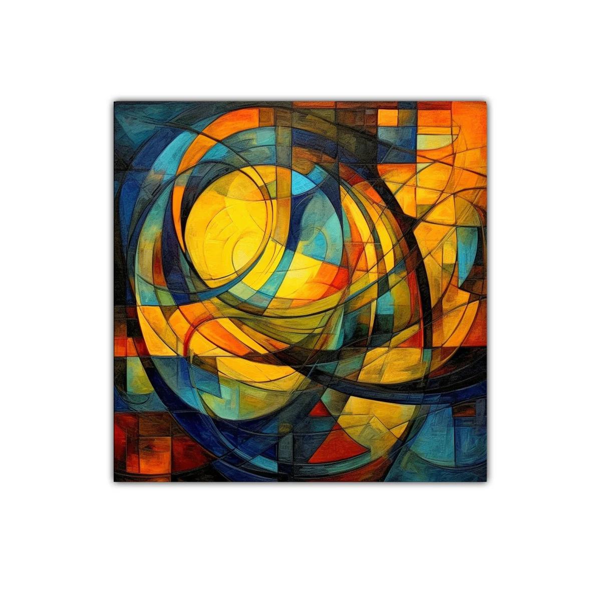 Cuadro abstracto con formas circulares y paleta cálida — imagen principal
