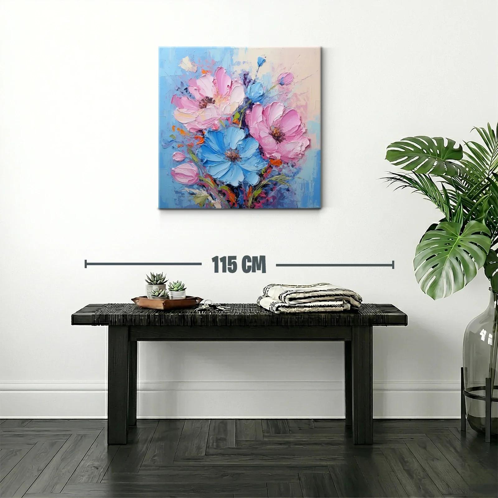 Ramo de flores vibrantes en tonos azules y rosas — miniatura 2