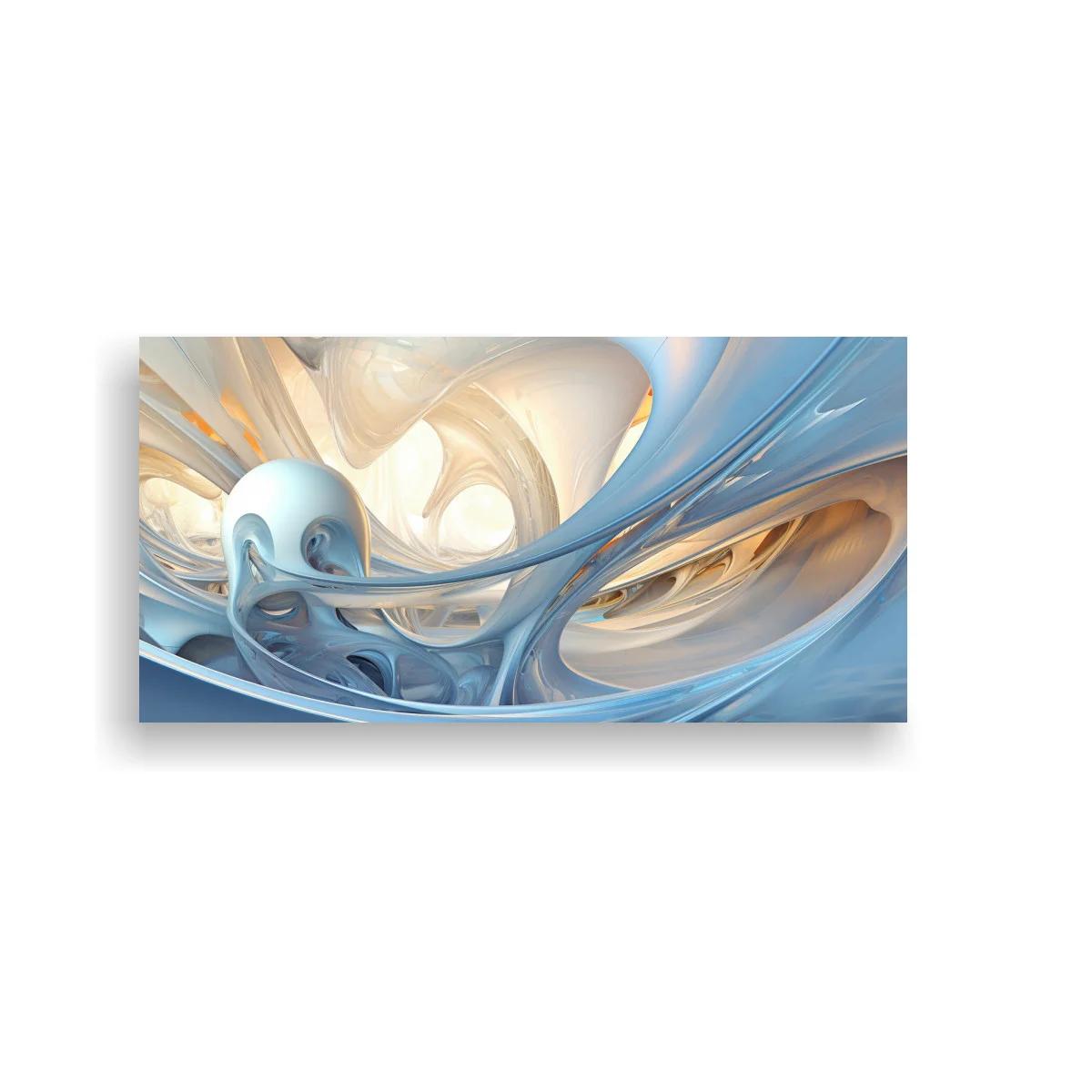 Cuadro formas fluidas abstractas en espiral con óvalos huecos
