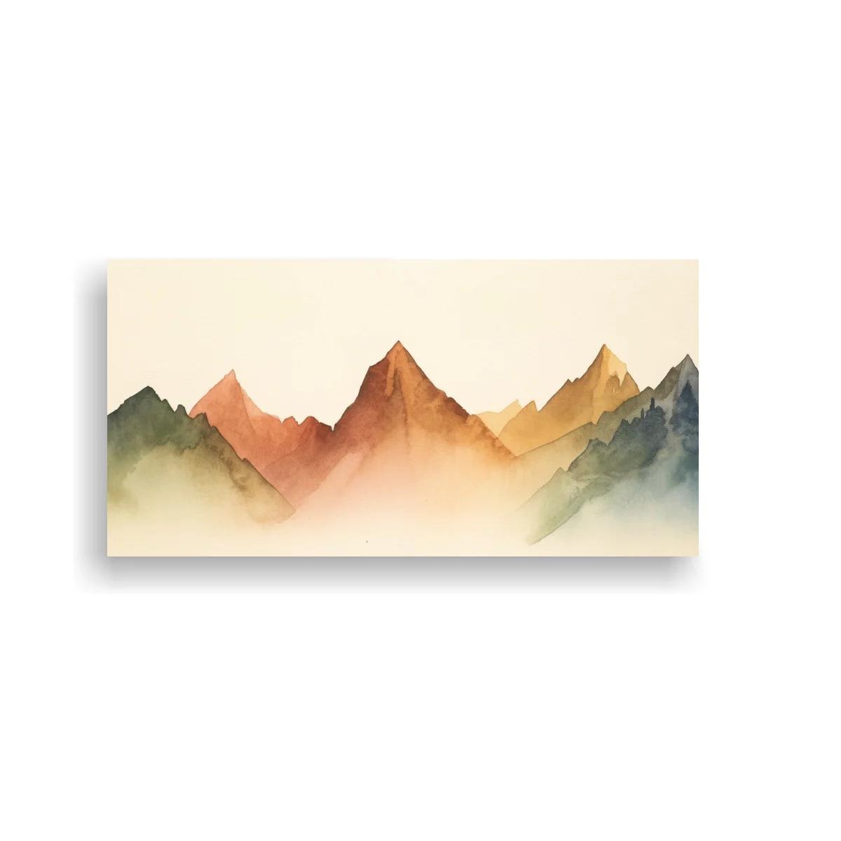 Cuadro cordillera de montañas con bruma difusa