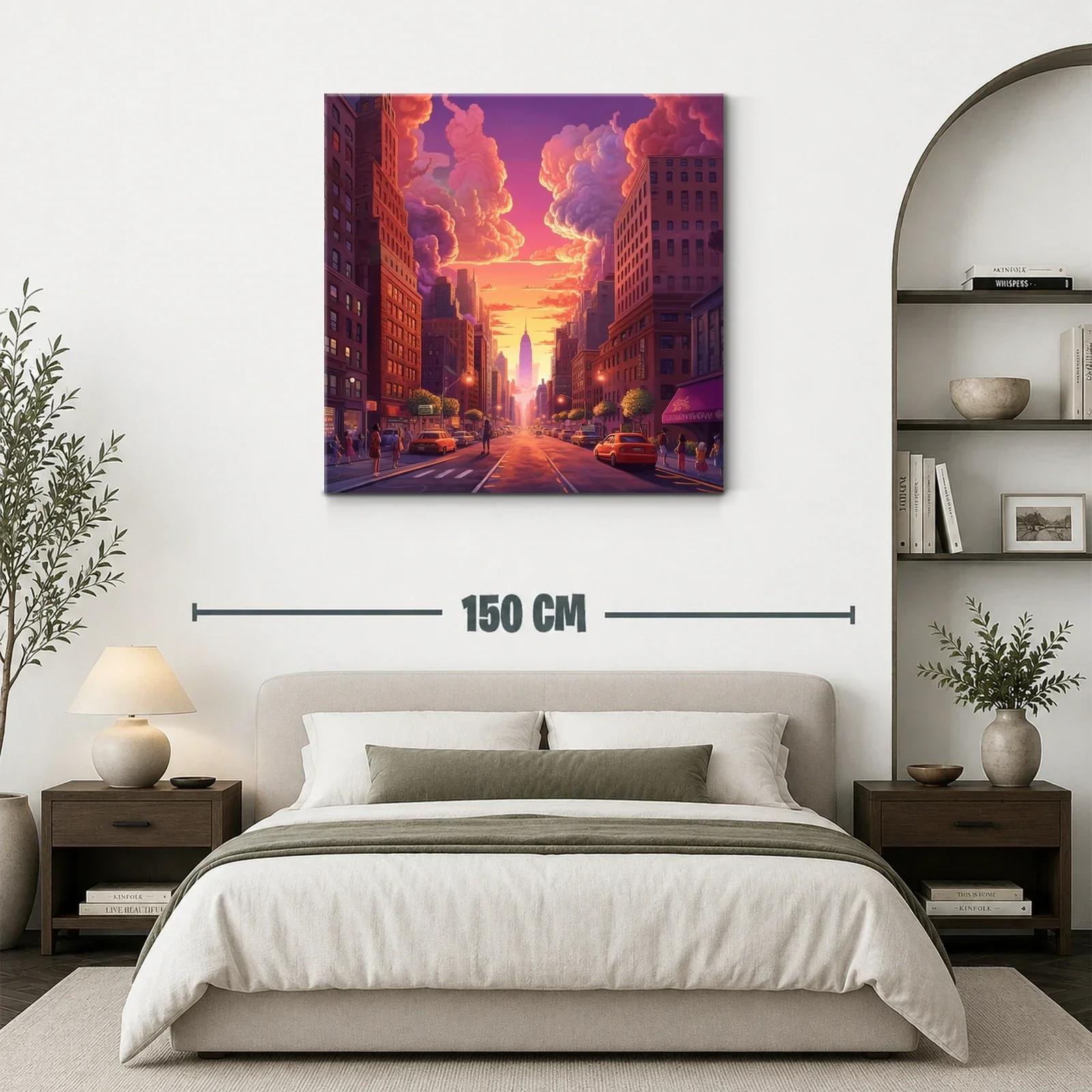 Atardecer en ciudad con cielo de nubes vibrantes — miniatura 3