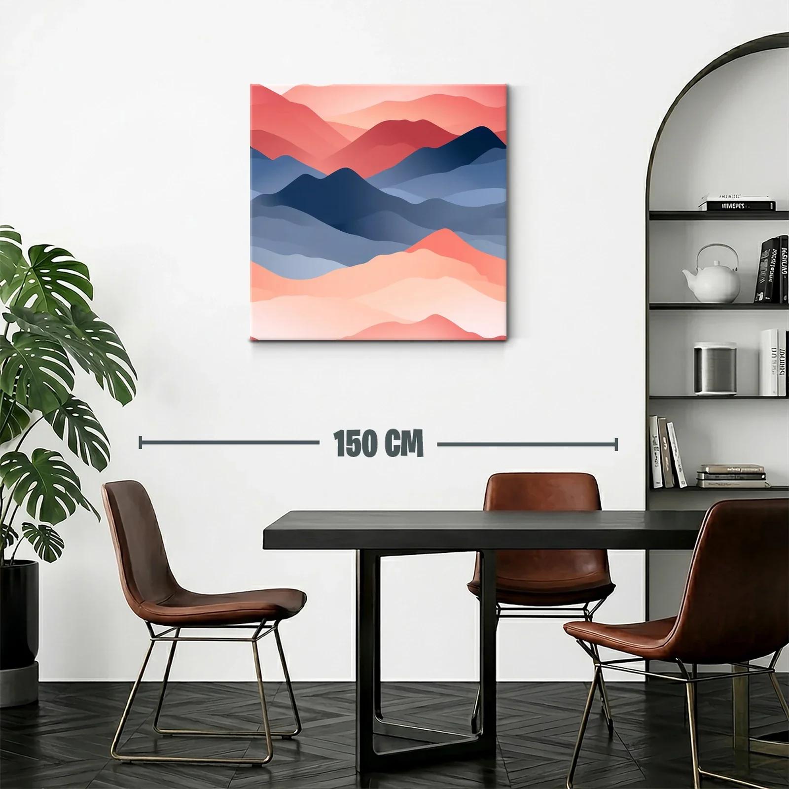 Paisaje abstracto de montañas en tonos cálidos y azules — miniatura 2