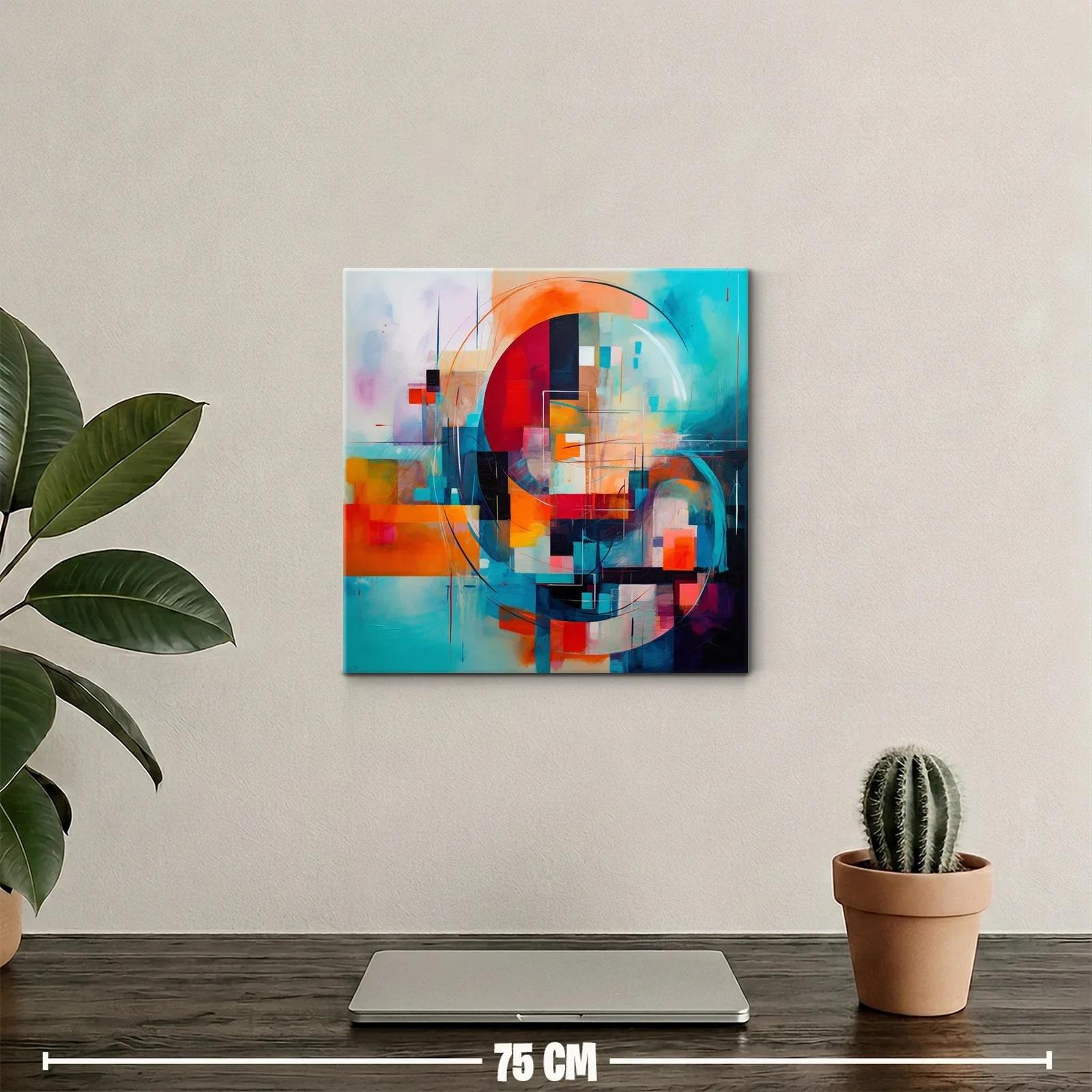Cuadro abstracto con formas circulares en tonos vibrantes — miniatura 2