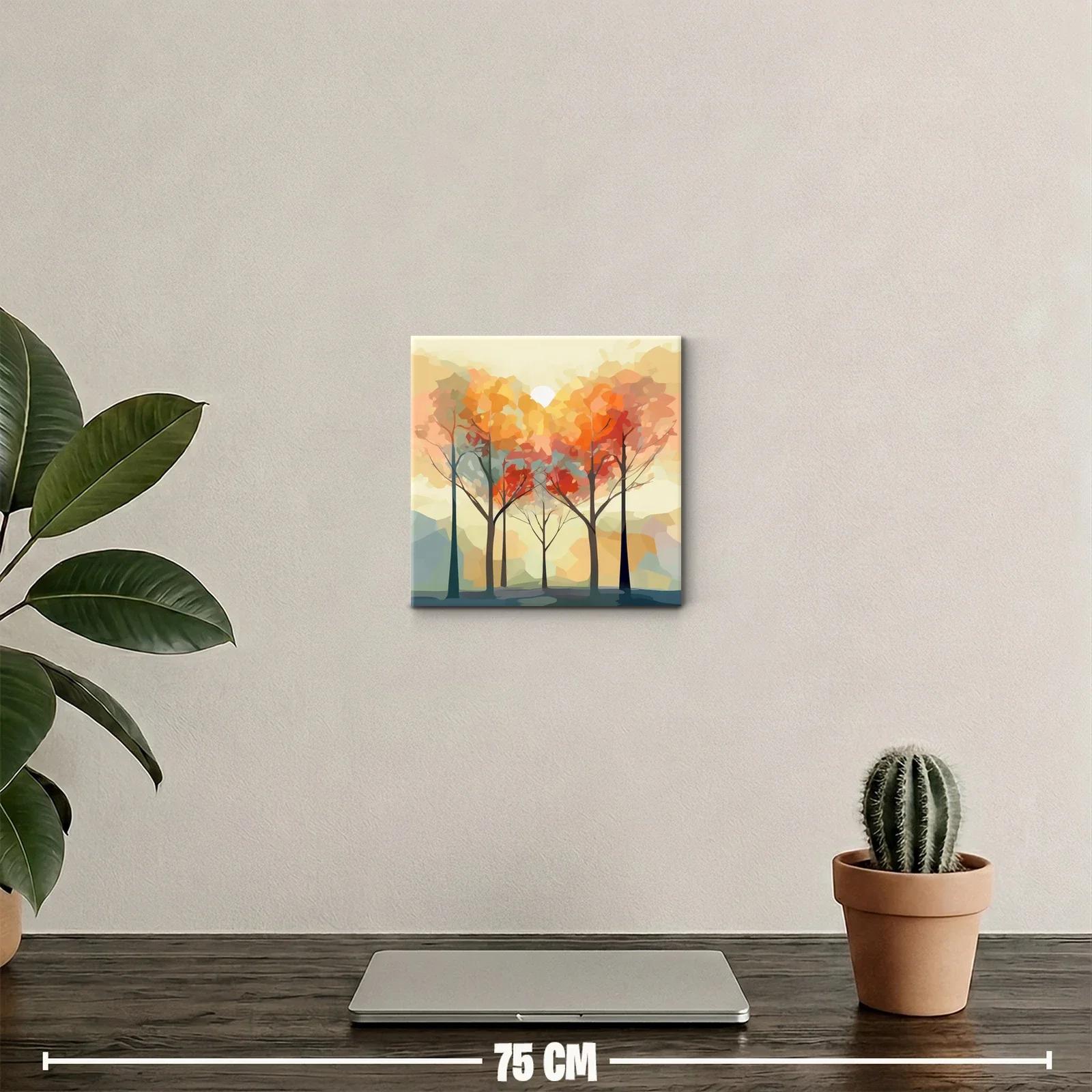 Bosque abstracto con tonos cálidos de otoño — miniatura 2