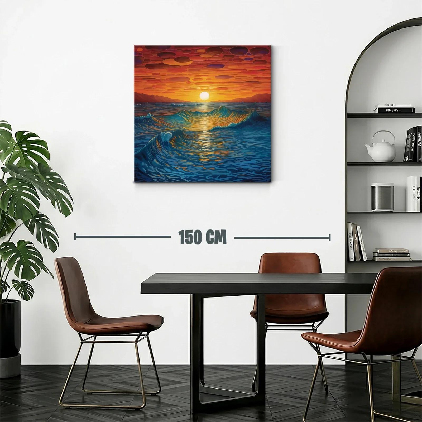 Atardecer vibrante sobre el mar con olas en movimiento — miniatura 2